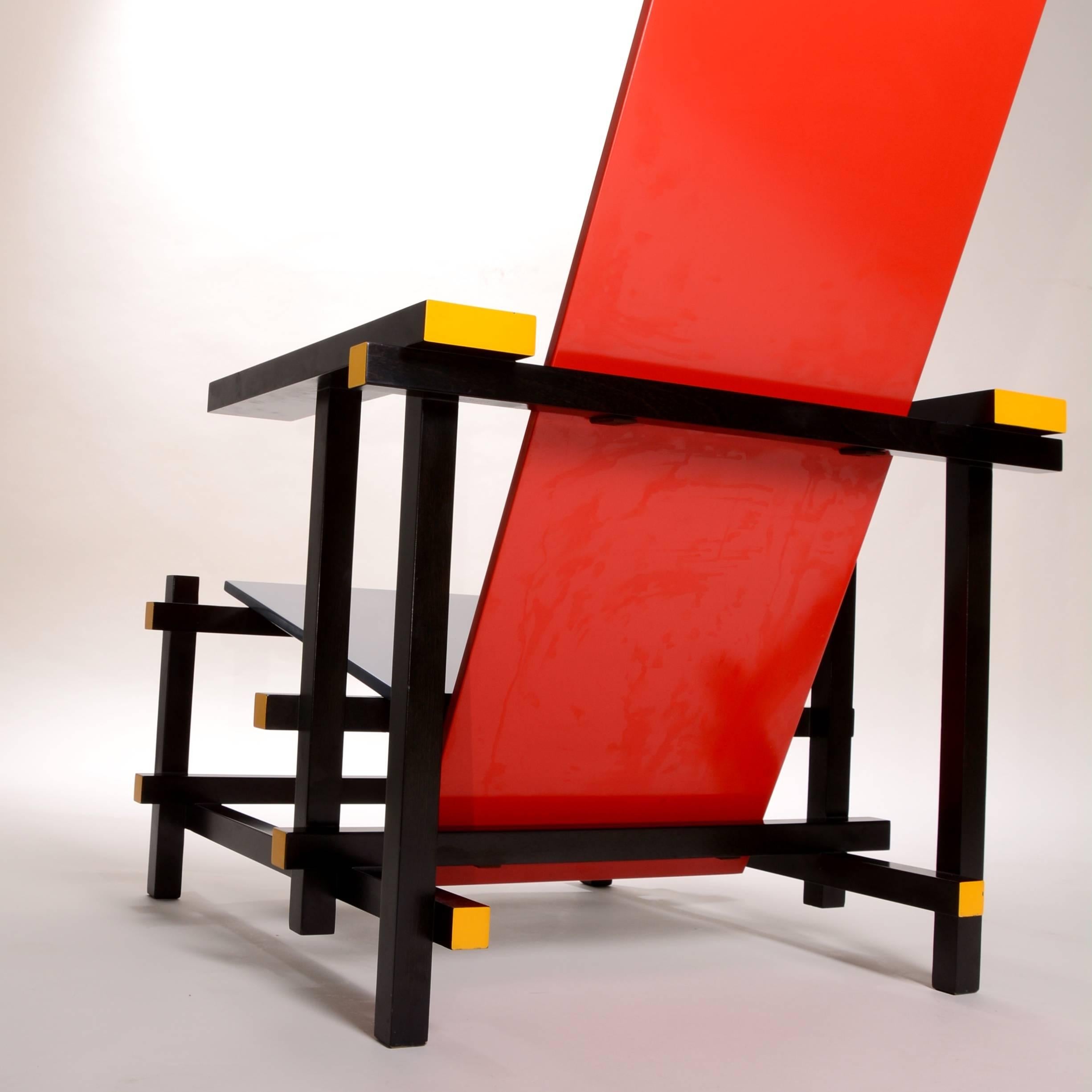 Wood Red and Blue Chair by Thomas Rietveld for Cassina