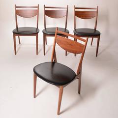 Set of Four Greta Grossman Walnut Dining by Glenn of California