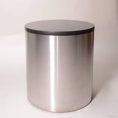 Brushed Stainless Steel and Marble Drum Table by Milo Baughman
