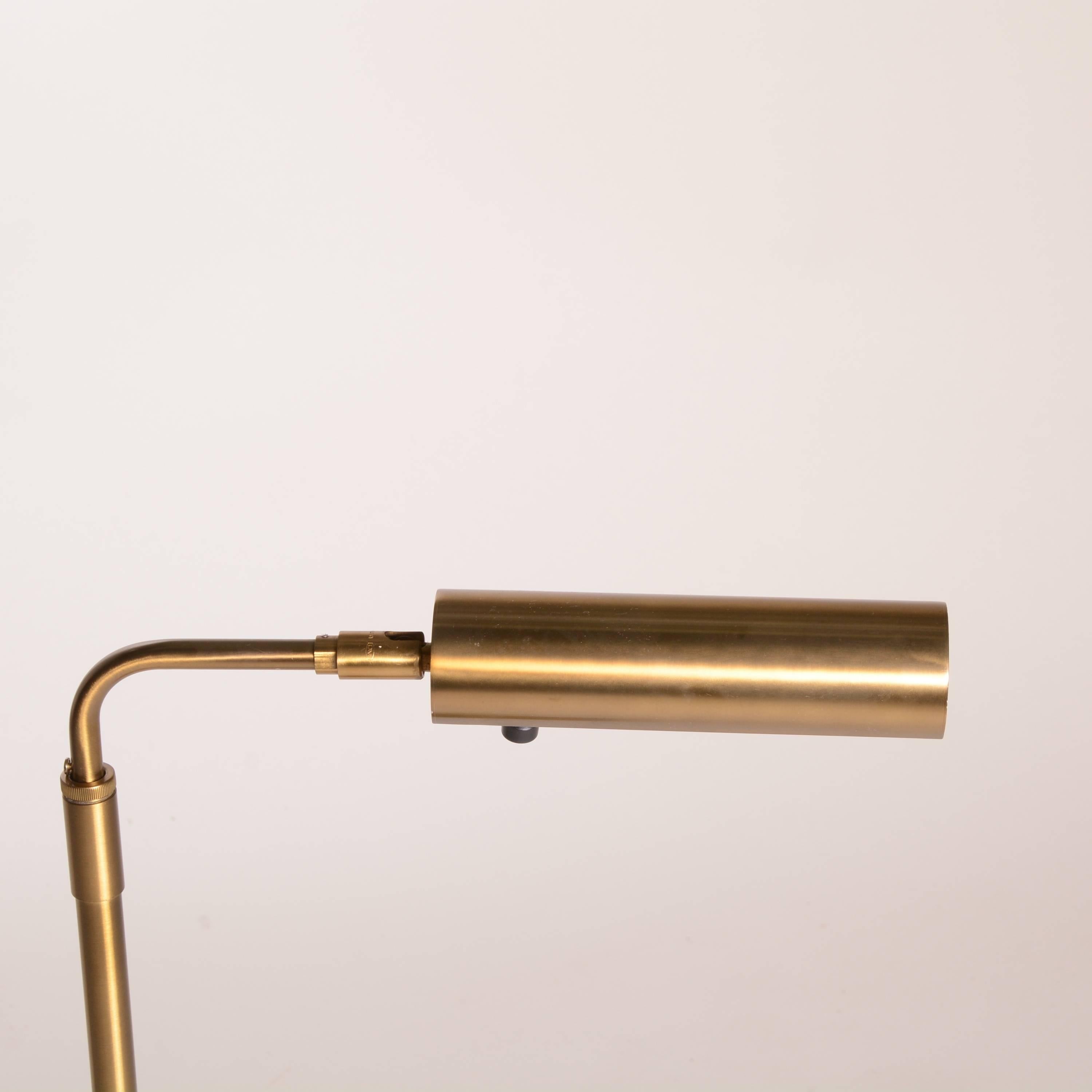 Late 20th Century Pair of Flawless Koch & Lowy Reading Floor Lamps in Brushed Brass