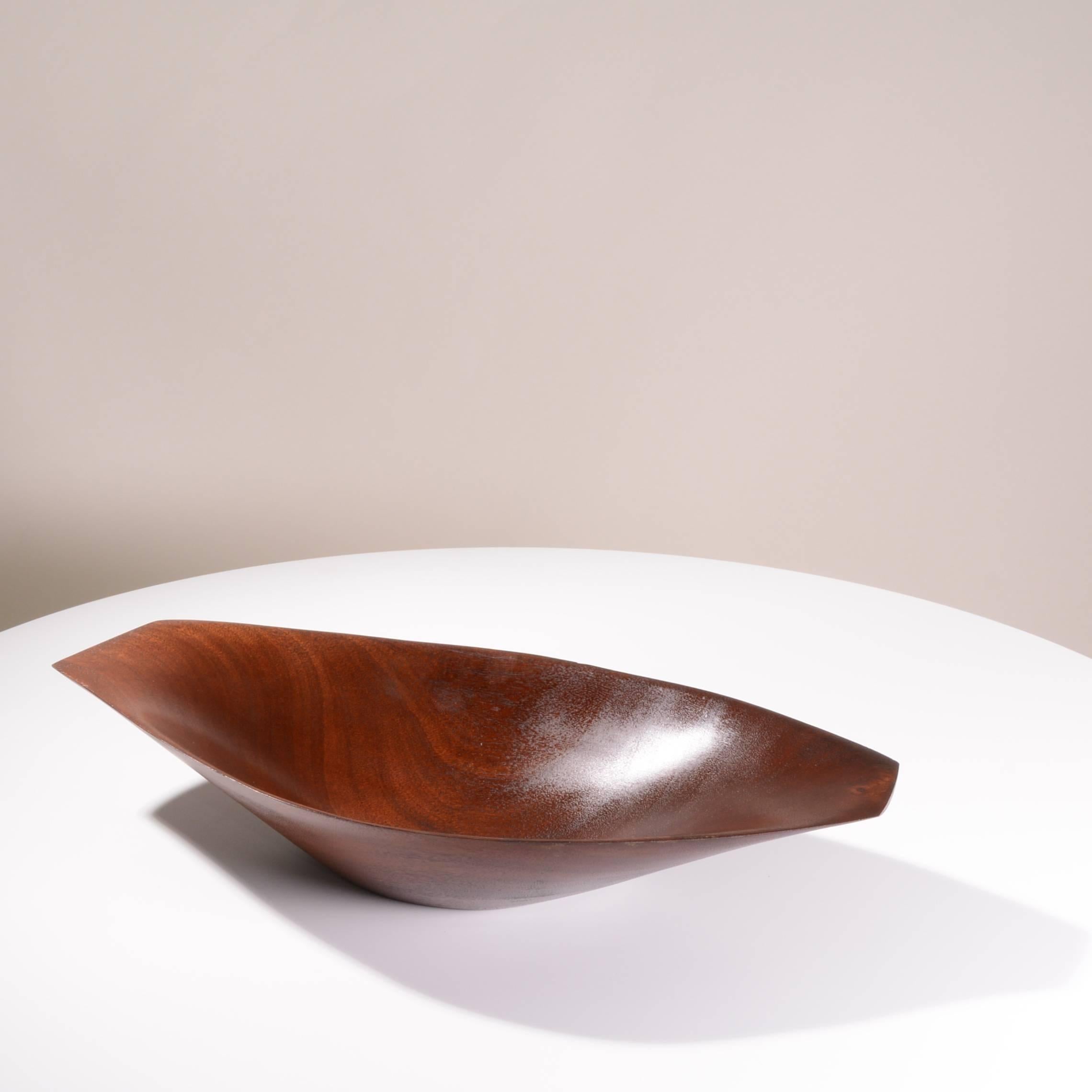 Large Emil Milan Bissilon Wood Bowl In Excellent Condition For Sale In Los Angeles, CA