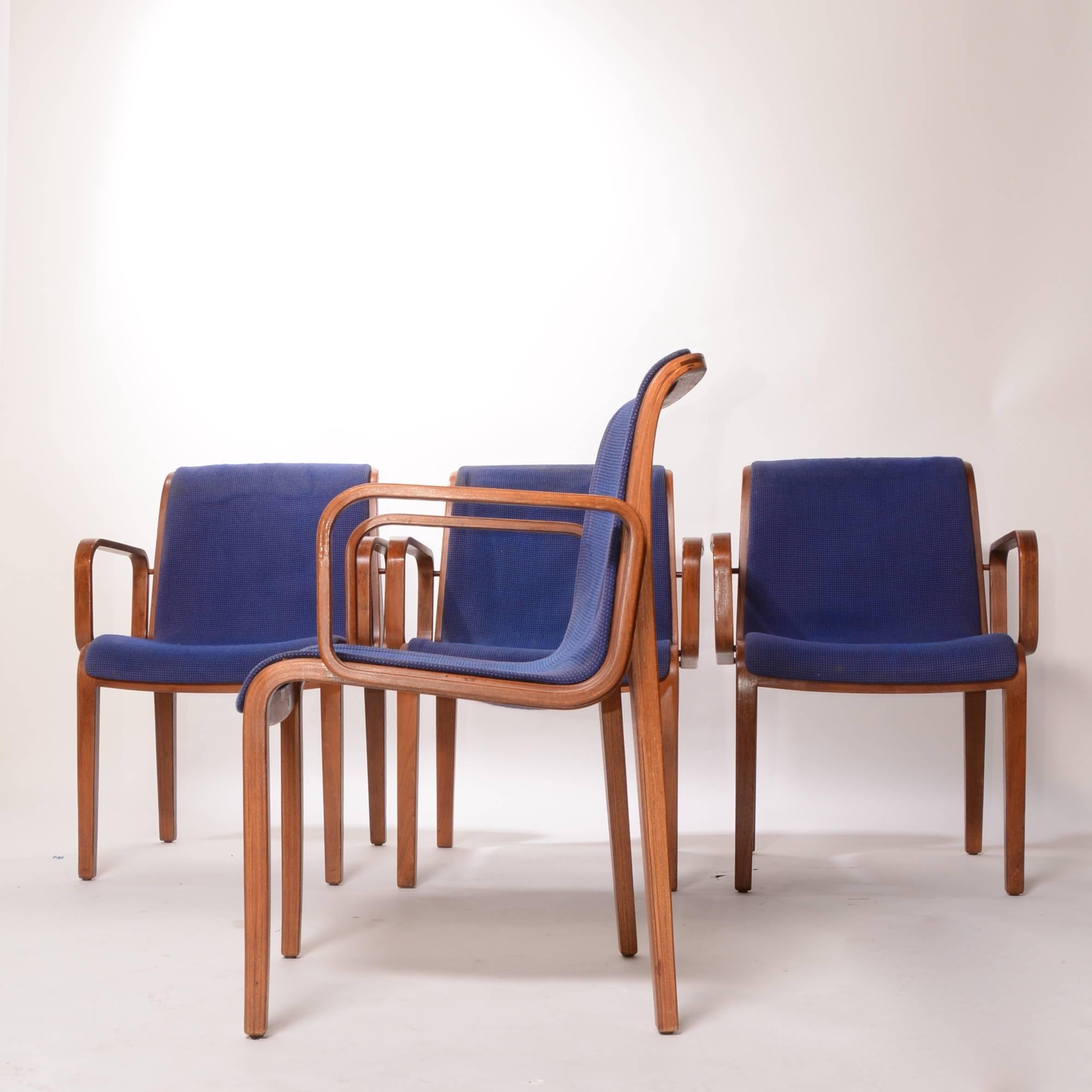 American Set of Four Bill Stephens for Knoll Dining Armchairs