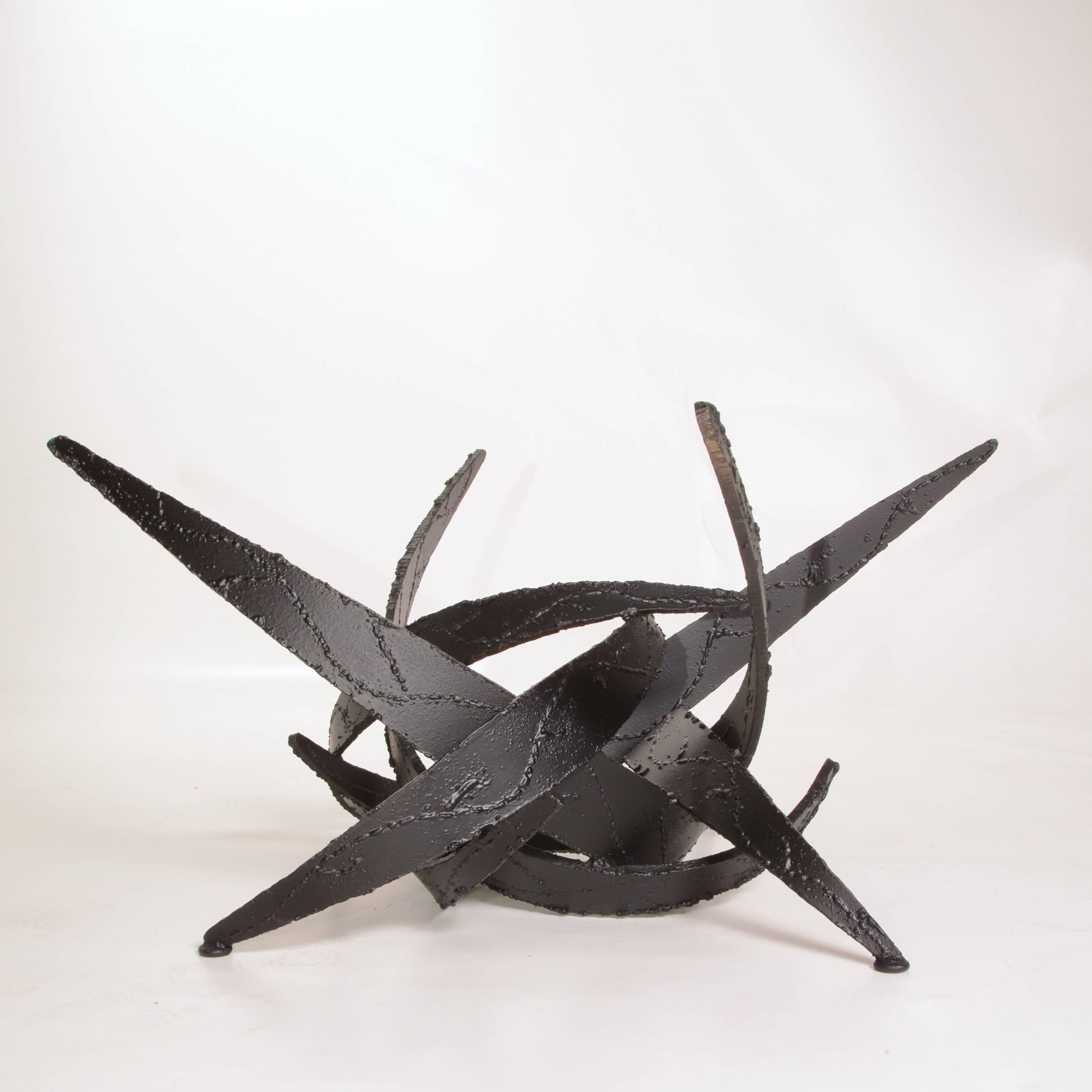 Silas Seandel Brutalist Torch-Cut Coffee Table in Black In Excellent Condition For Sale In Los Angeles, CA