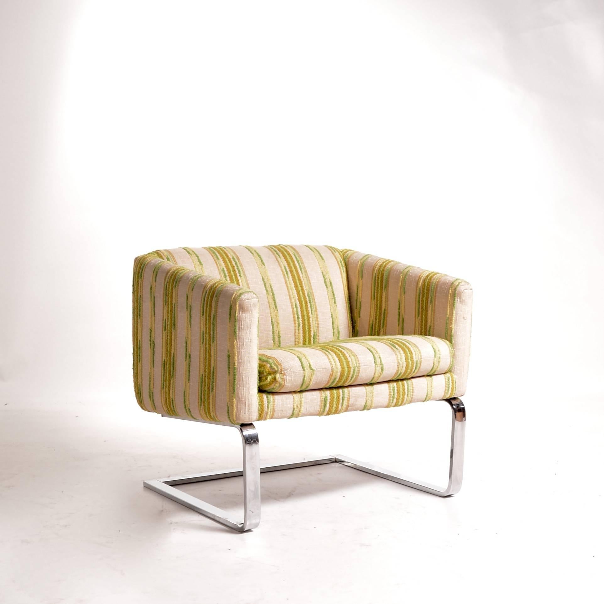 Selig chrome club chair. Original upholstery.  