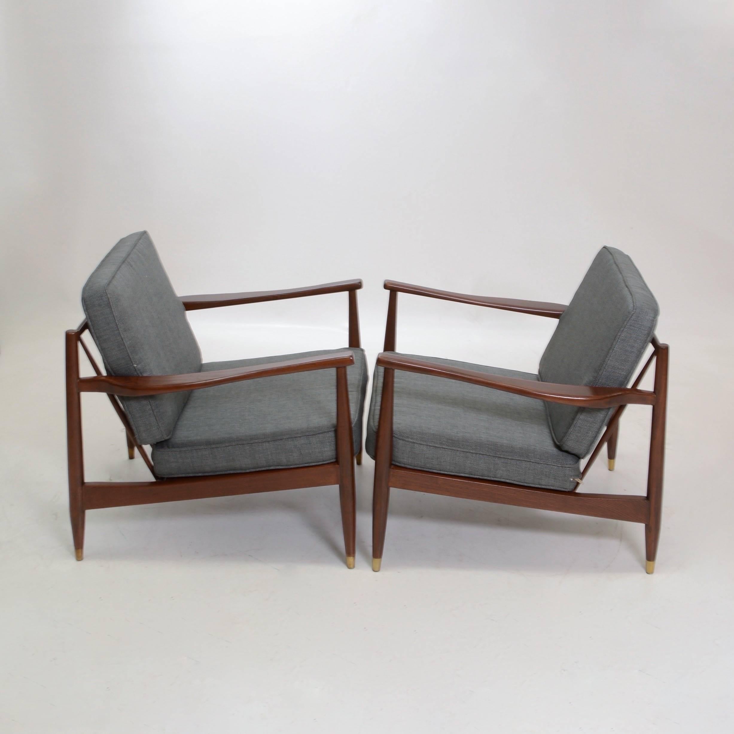 Pair of American Modern Armchairs in the Style of Grete Jalk In Excellent Condition In Los Angeles, CA