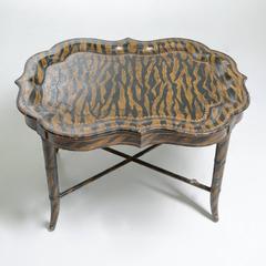 Hand-Painted Tiger Print Coffee Table by Maitland Smith