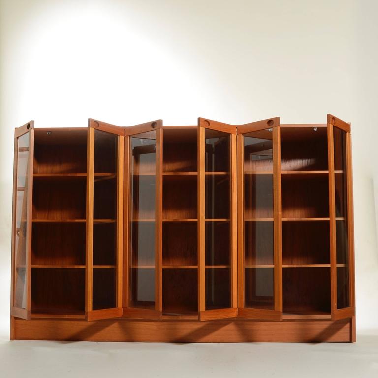 MidCentury Modern Danish Teak Glass Door at 1stDibs teak bookcase with glass doors