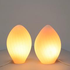 Pair of Italian Modern Vetri Murano Hand Blown Table Lamps