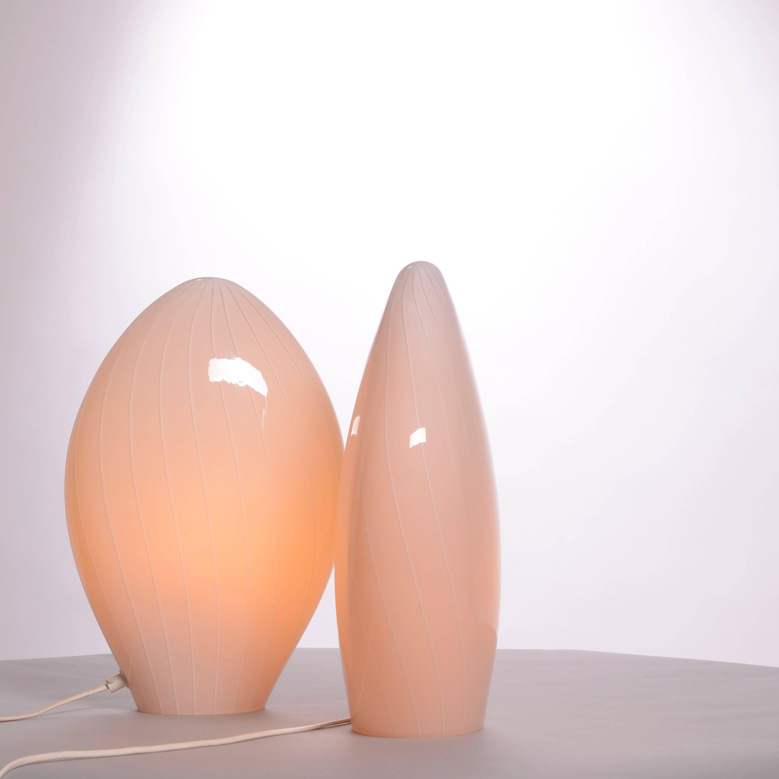Pair of Italian Modern Vetri Murano Hand Blown Table Lamps 2