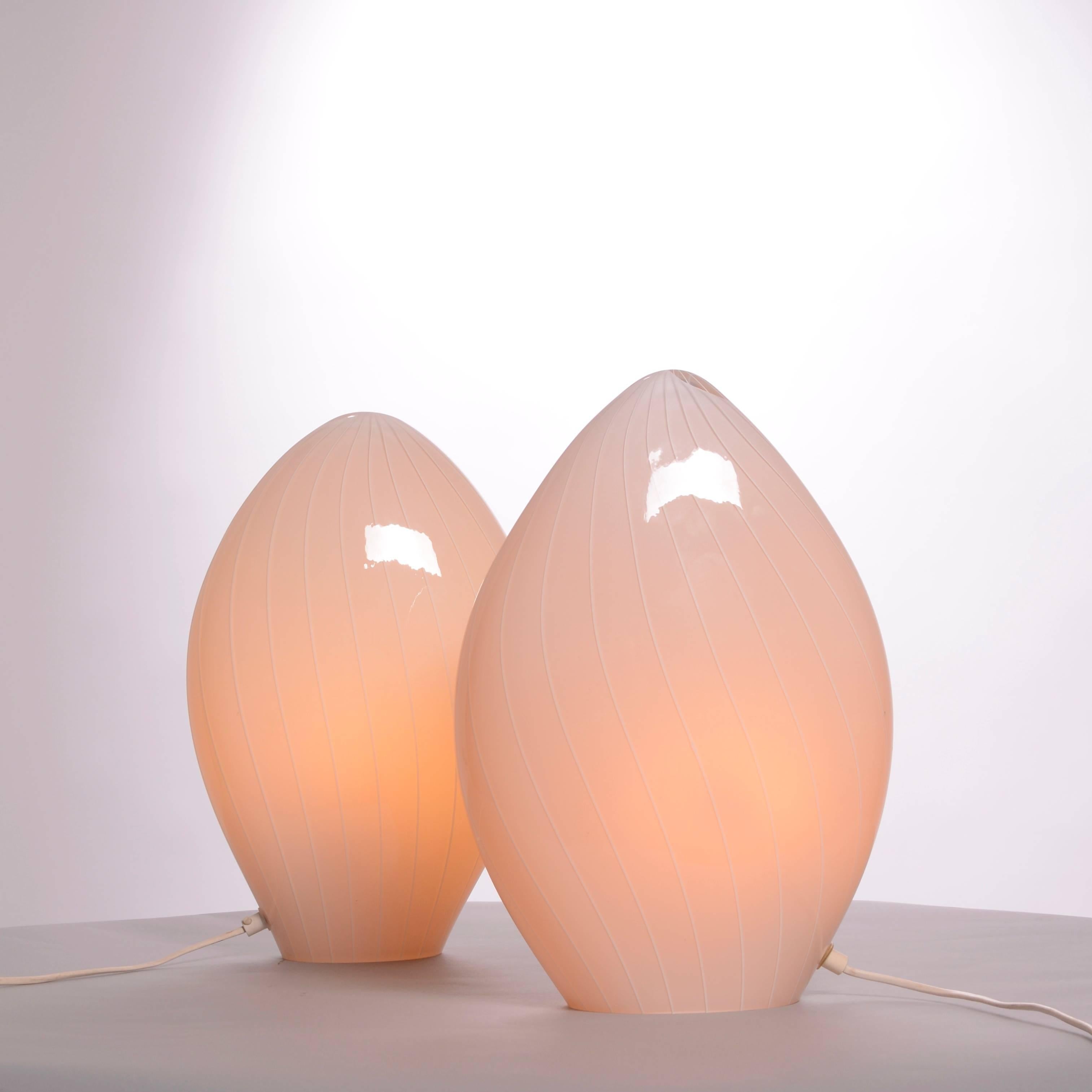 Pair of Italian Modern Vetri Murano Hand Blown Table Lamps 1