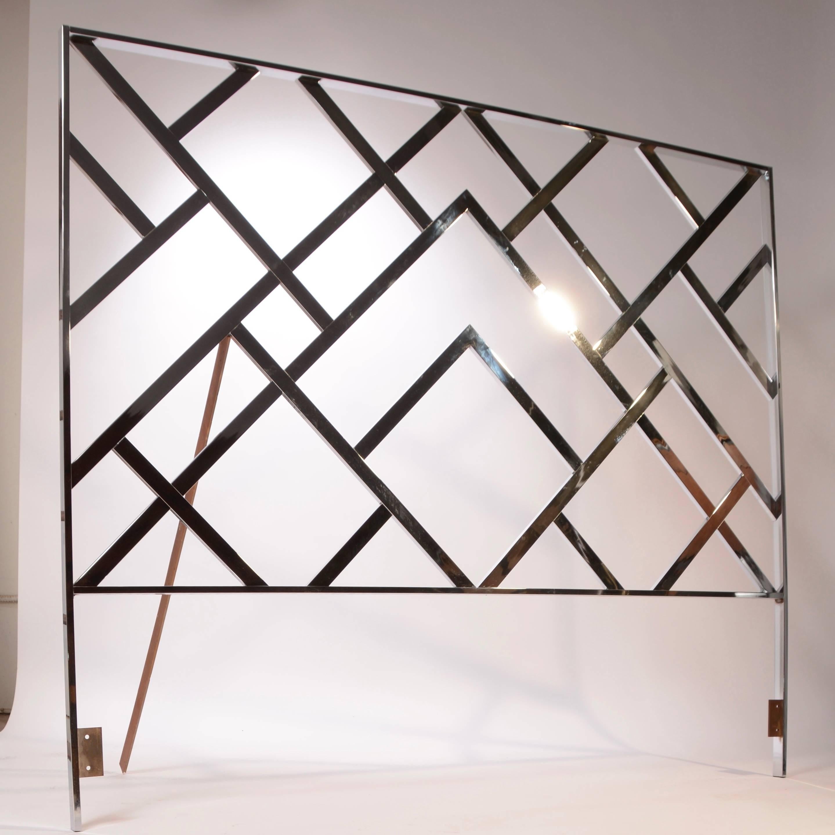 American Milo Baughman King-Size Hollywood Regency Chrome Headboard for DIA