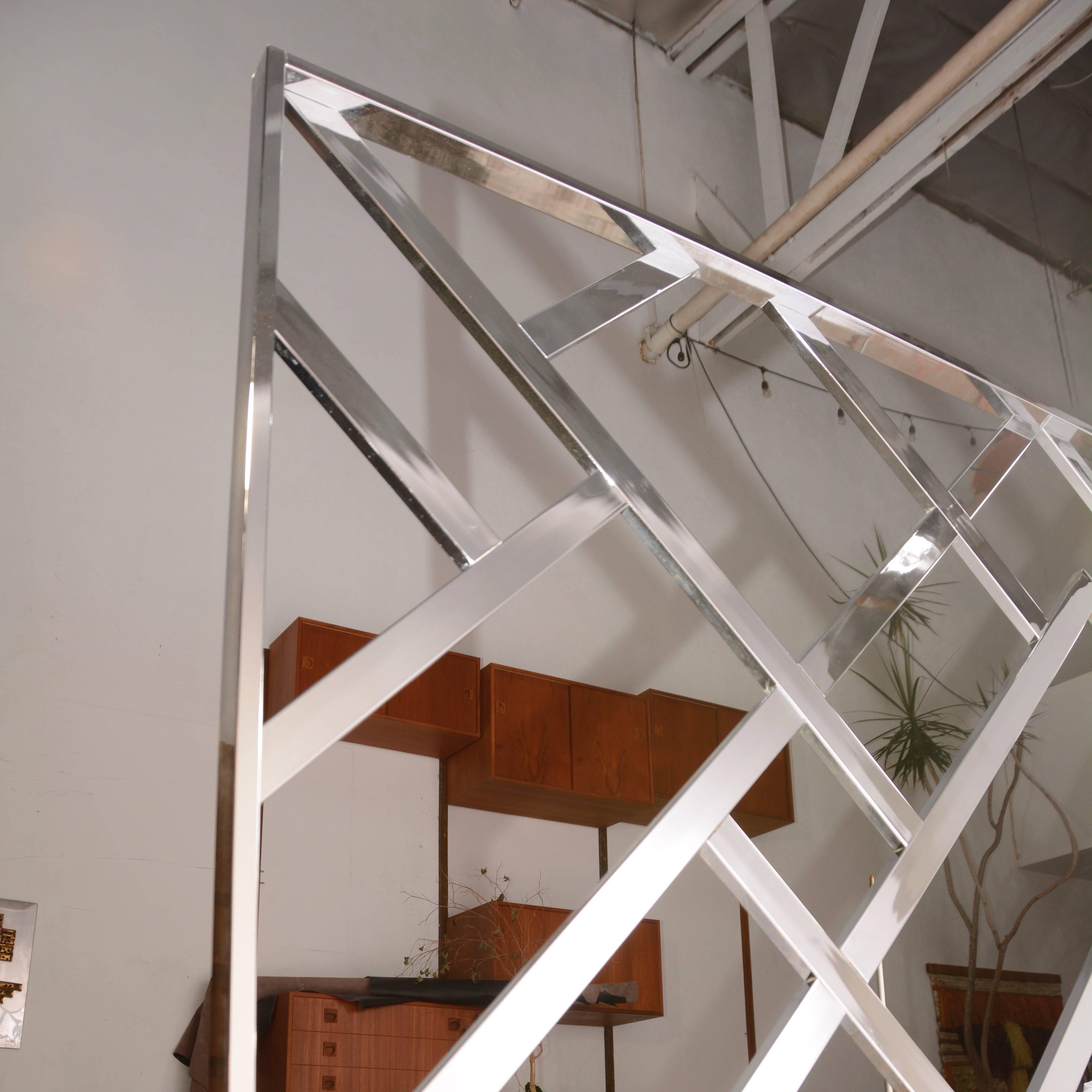 Milo Baughman King-Size Hollywood Regency Chrome Headboard for DIA In Excellent Condition In Los Angeles, CA