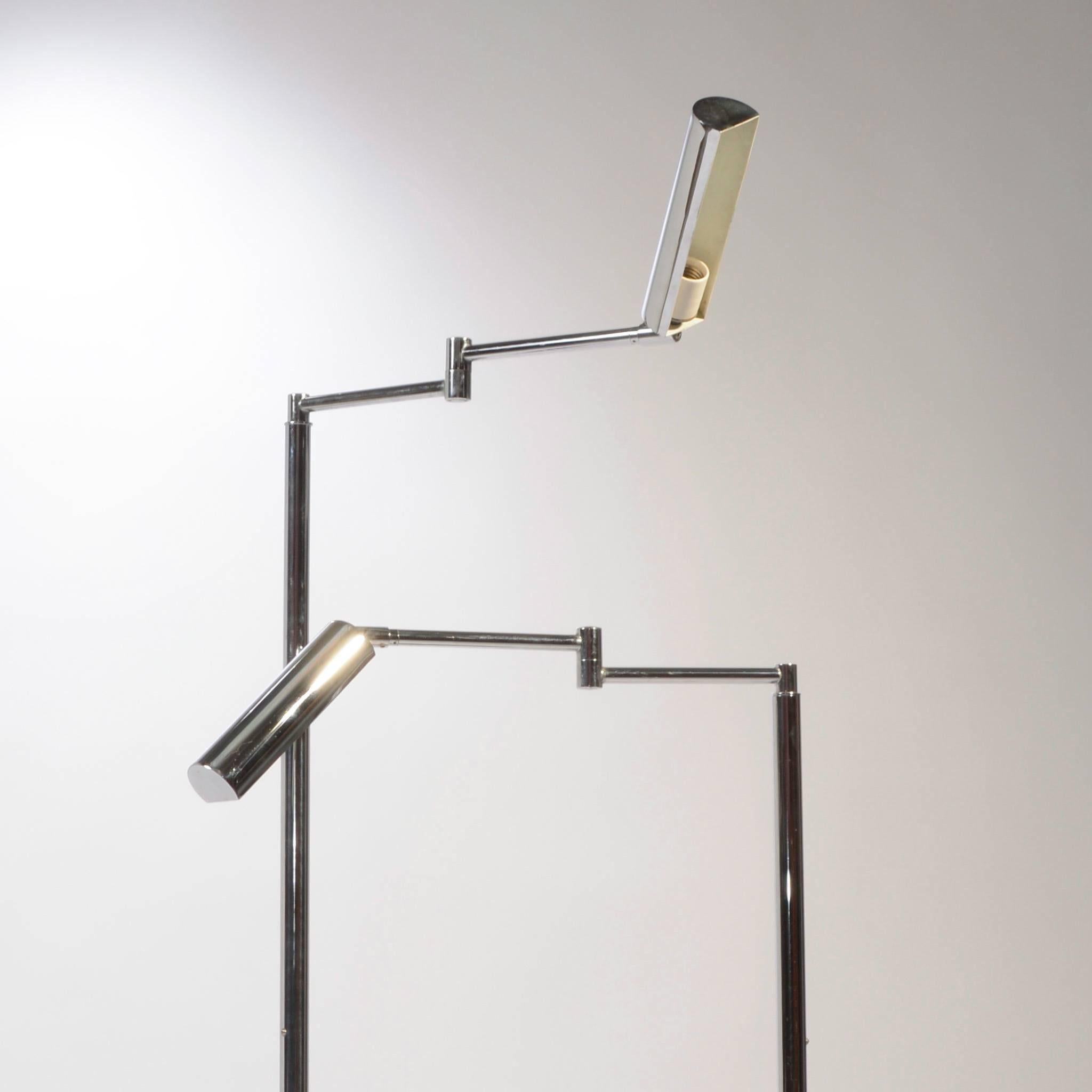 Pair of Flawless Koch & Lowy Reading Floor Lamps in Brushed Brass 2