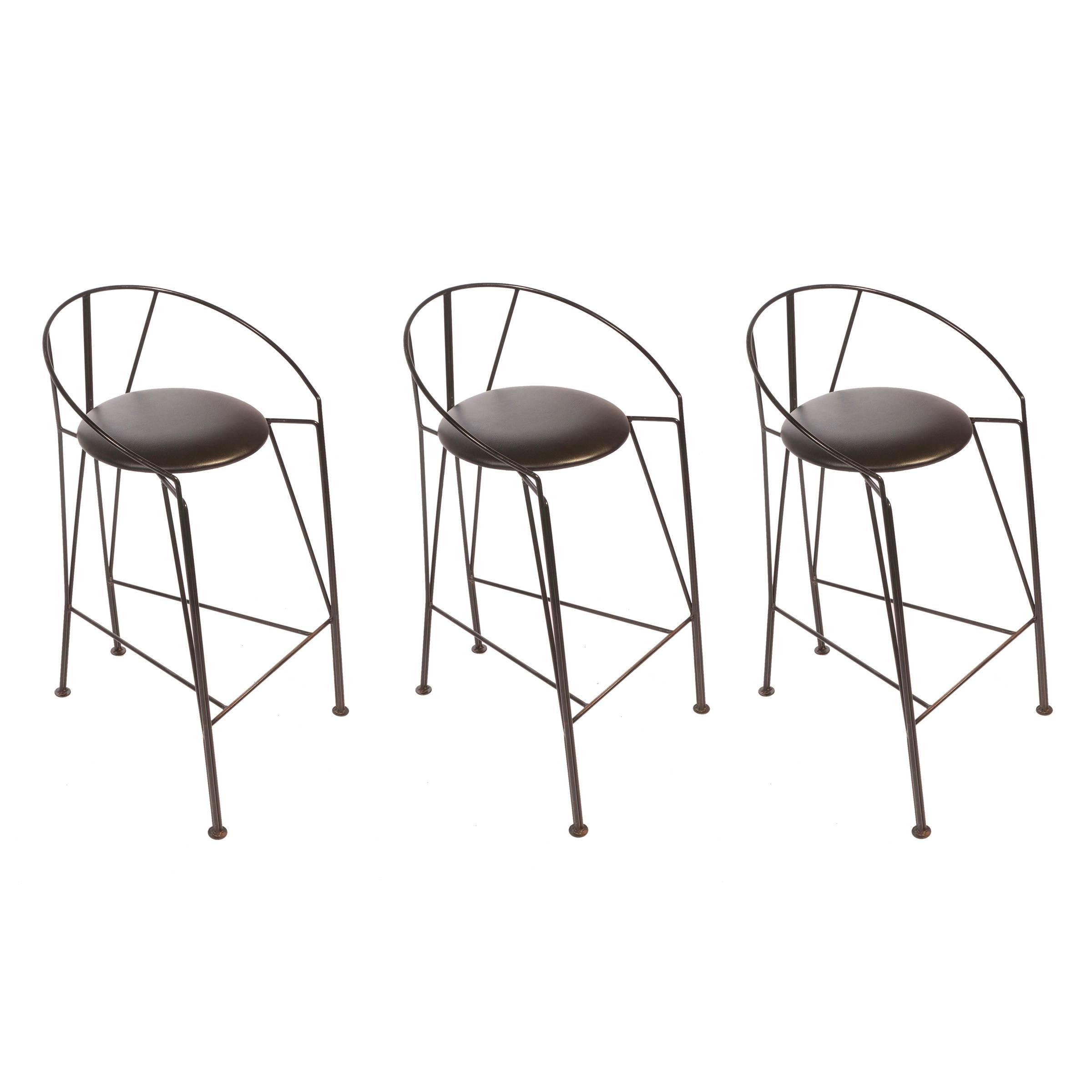 Ensemble de trois tabourets de bar italiens vintage en vente