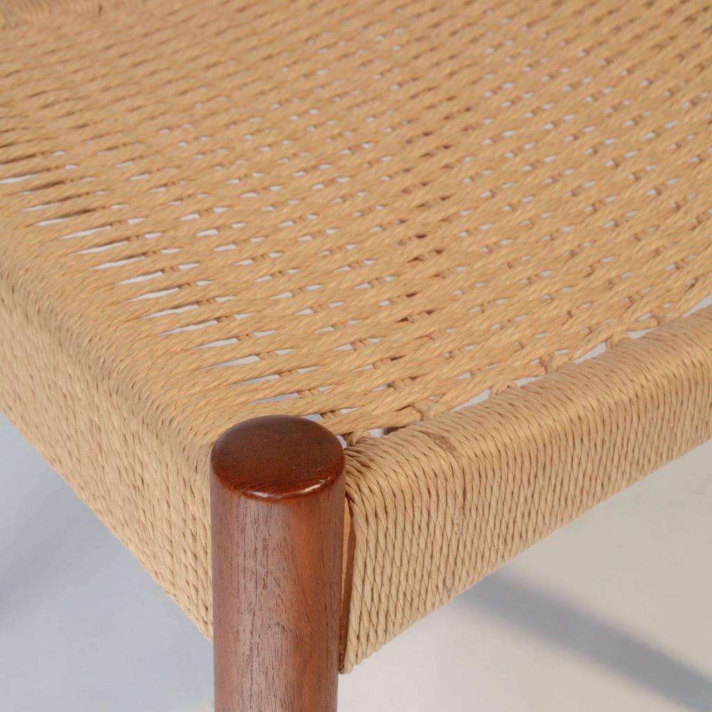 Mid-20th Century Set of Four Arne Hovmand Olsen for Mogens Kold, Teak and Cord Dining Chairs