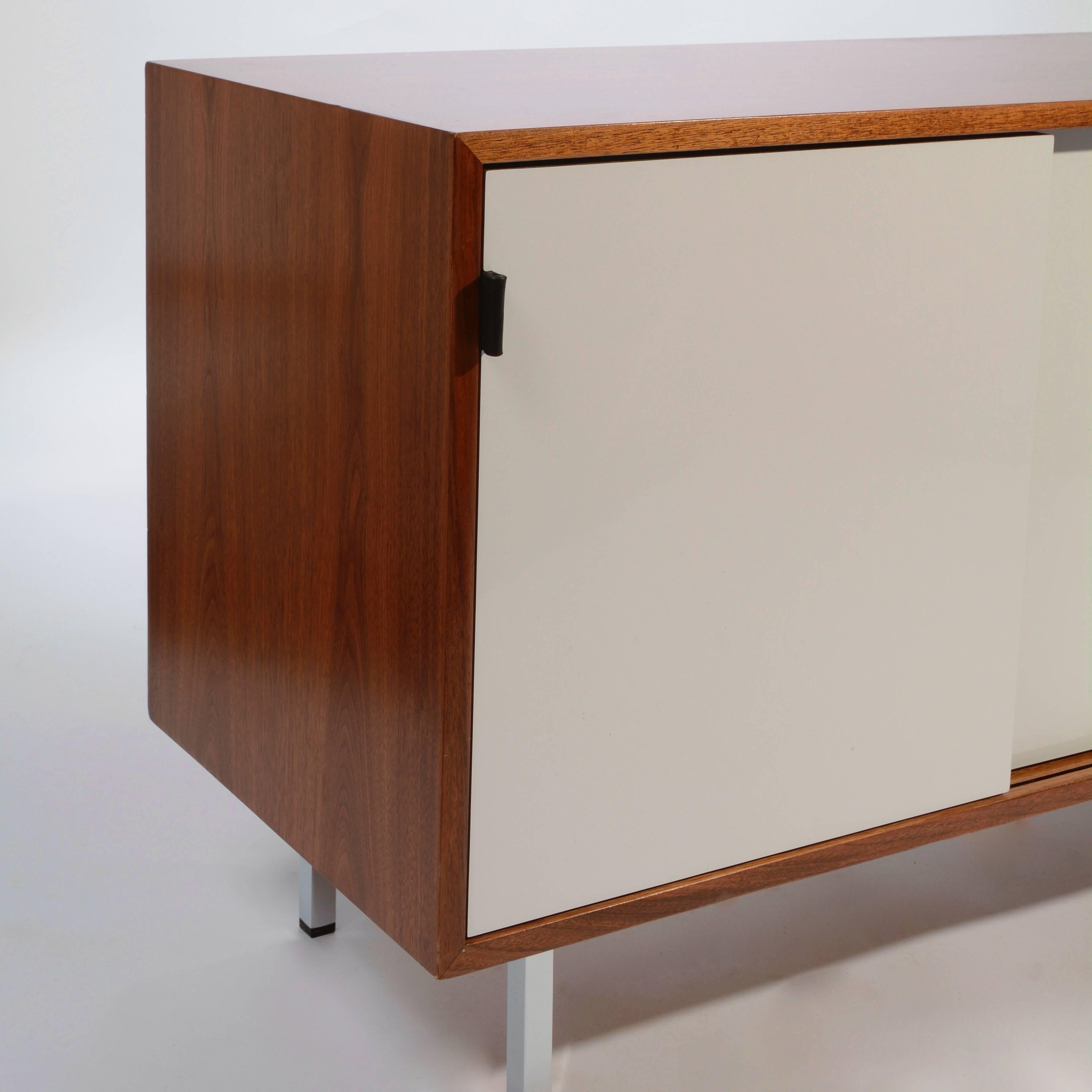 Early and Rare Florence Knoll Credenza in Walnut and White Formica 1