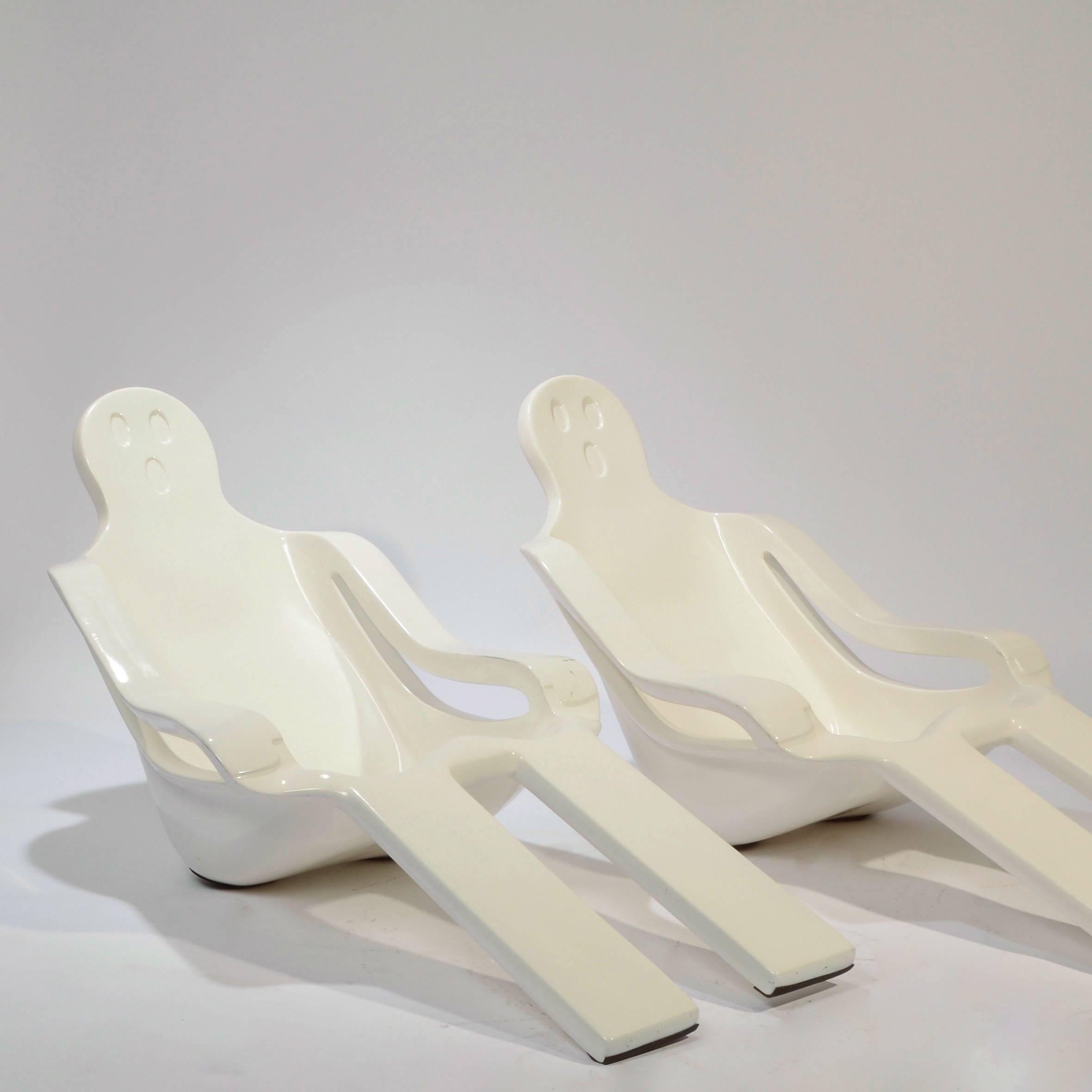 Mexican Set of Two Custom Anthropomorphic Fiberglass Chaises Lounge Chairs