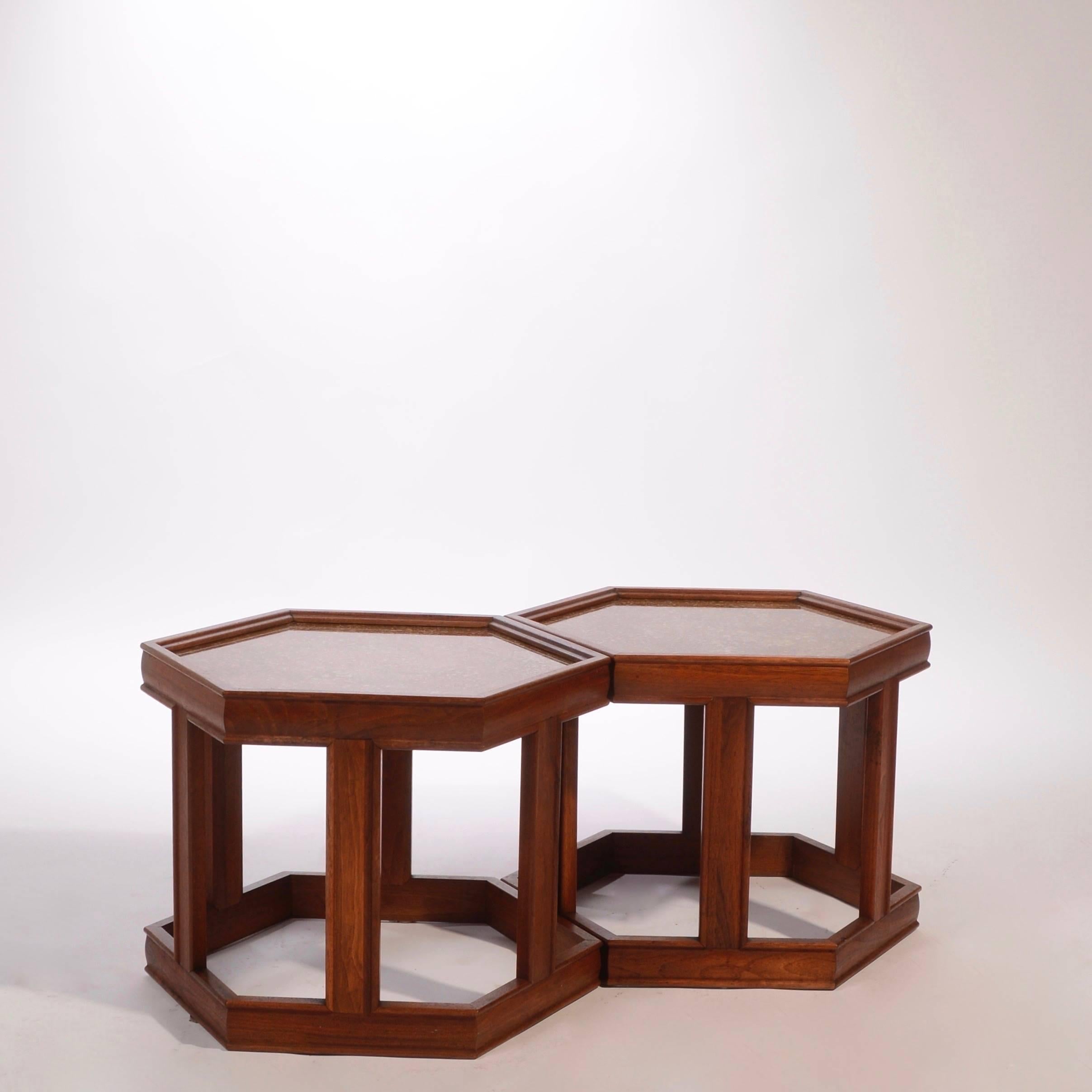 Mid-Century Modern John Keal for Brown Saltman Hexagonal End Tables