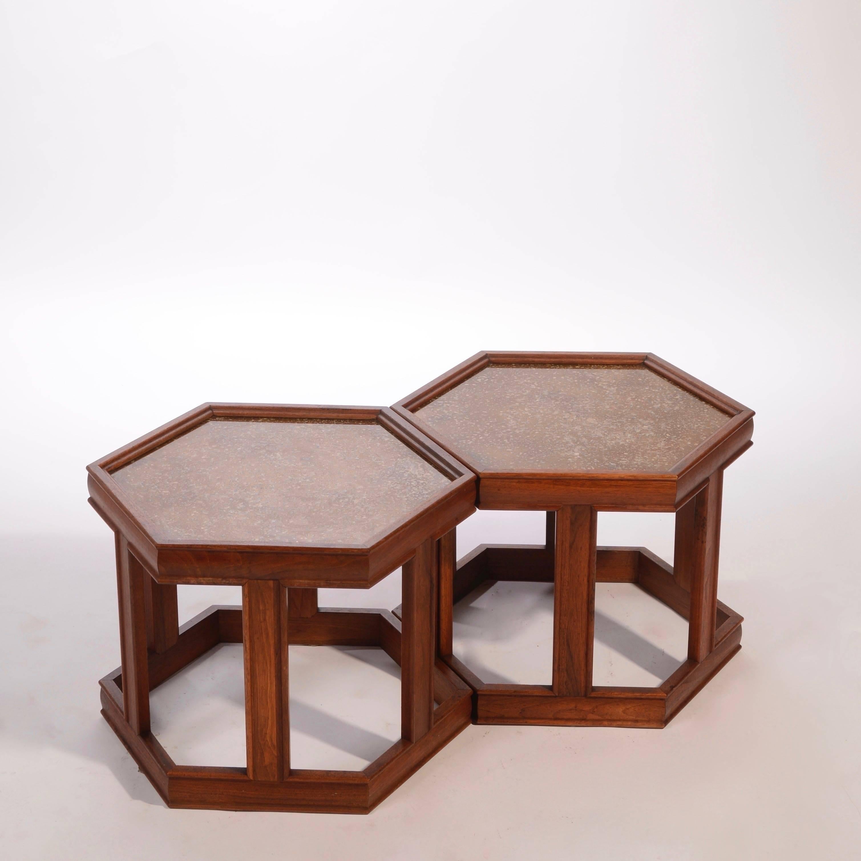 John Keal for Brown Saltman Hexagonal End Tables In Excellent Condition In Los Angeles, CA