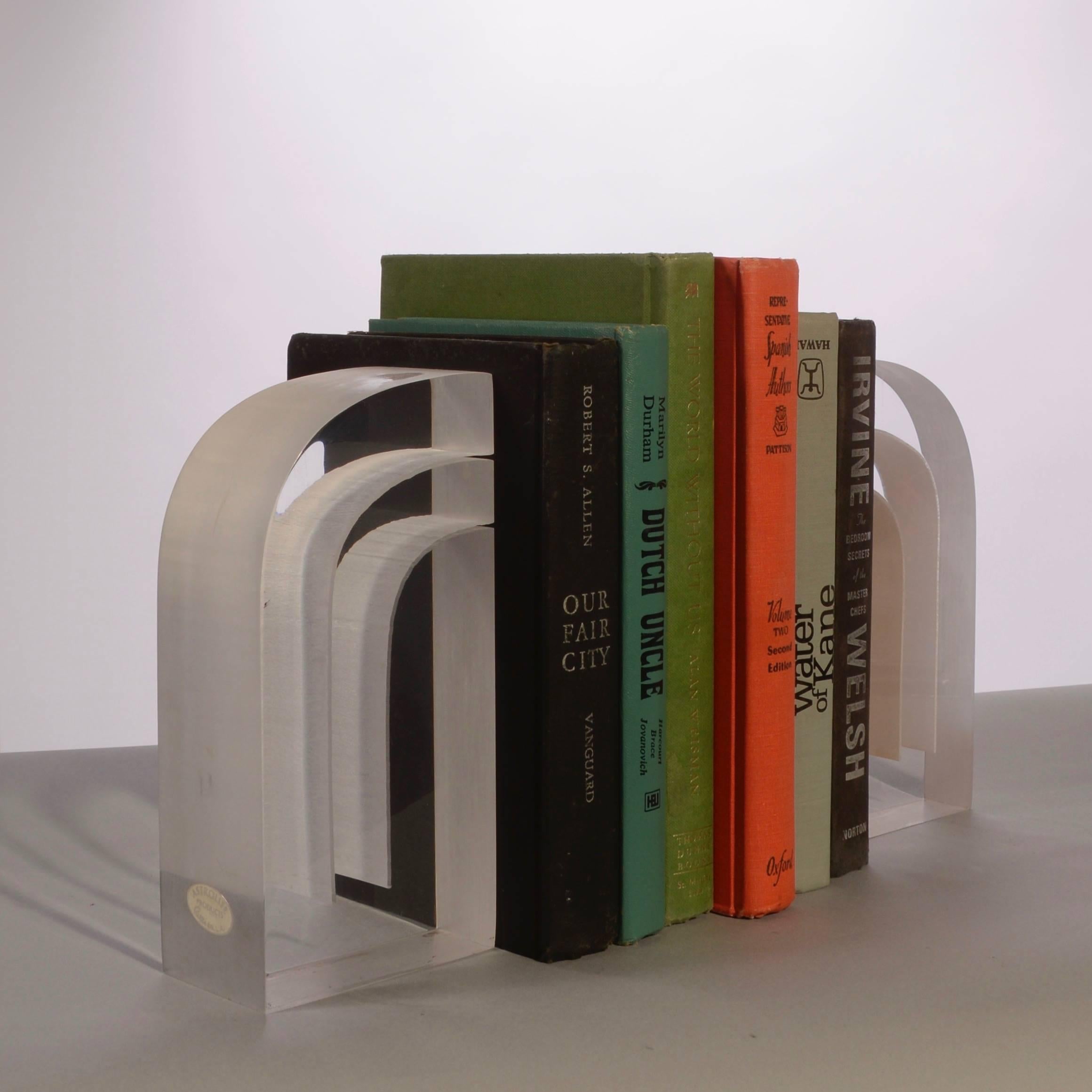 Modern Lucite bookends by Ritts Co.