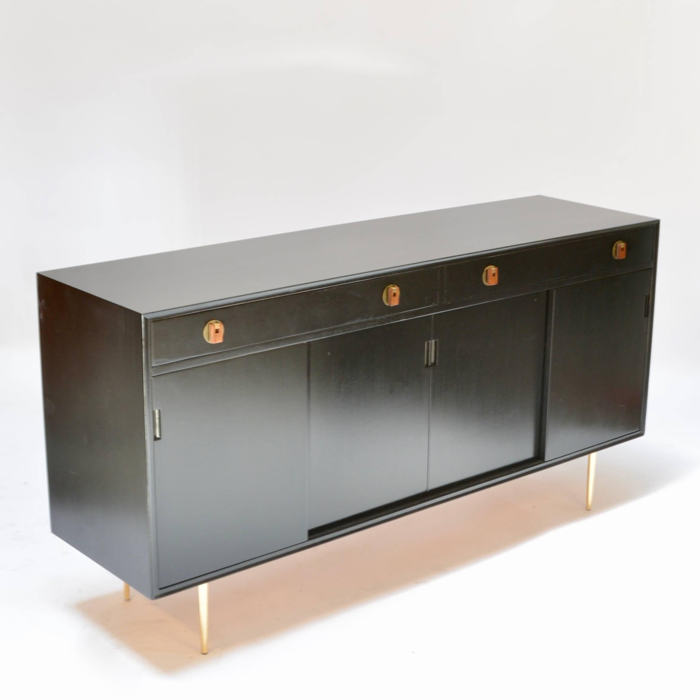 This is a beautiful ebonized mahogany credenza by Edward Wormley for Dunbar. This piece has been professionally restored and finished.