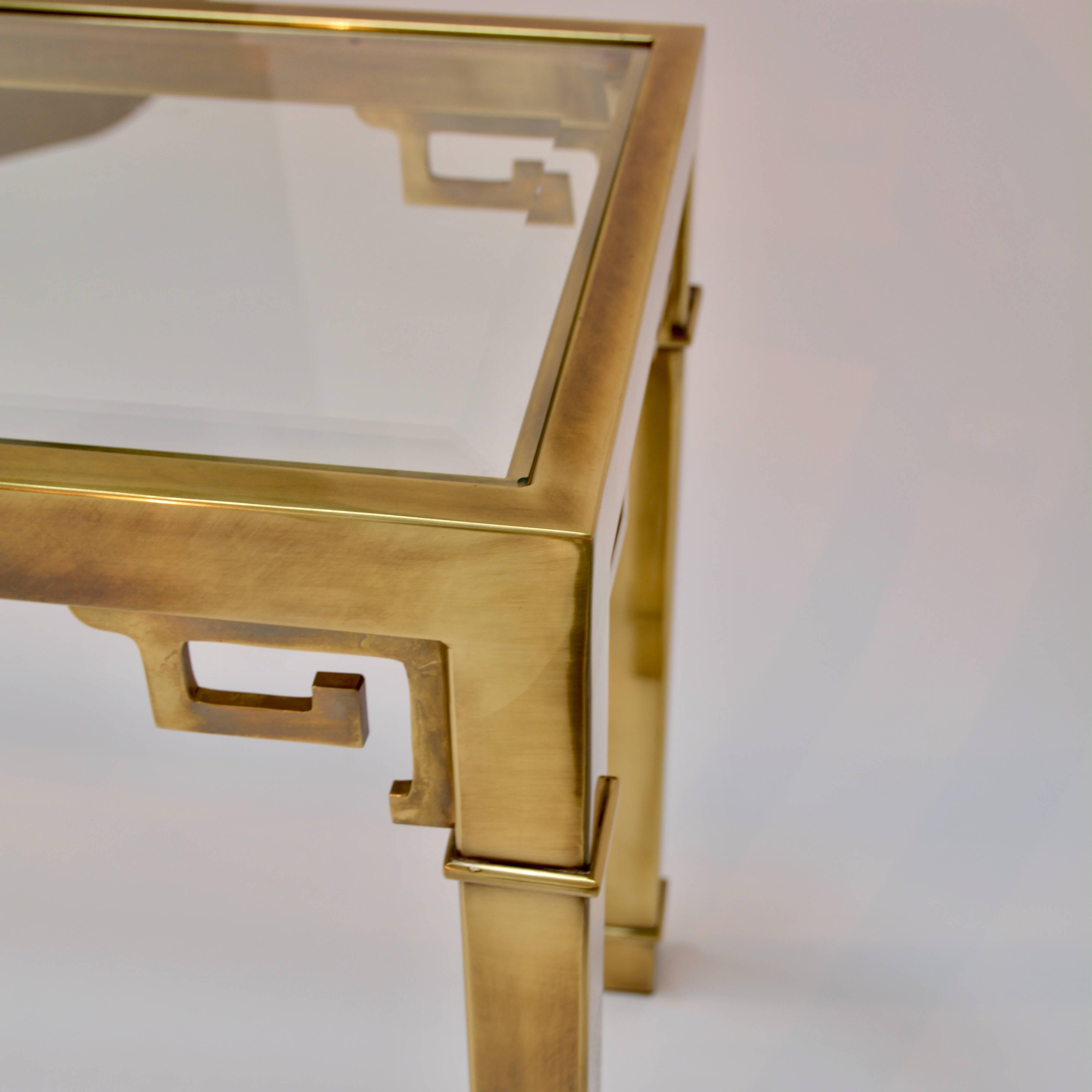 Chinoiserie Brass and Glass Long Console by Mastercraft 2