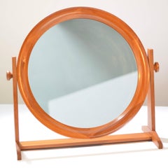 Large Round Teak Mirror by Pedersen & Hansen