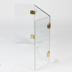 Beveled Glass and Brass Tri-Fold Fireplace Screen