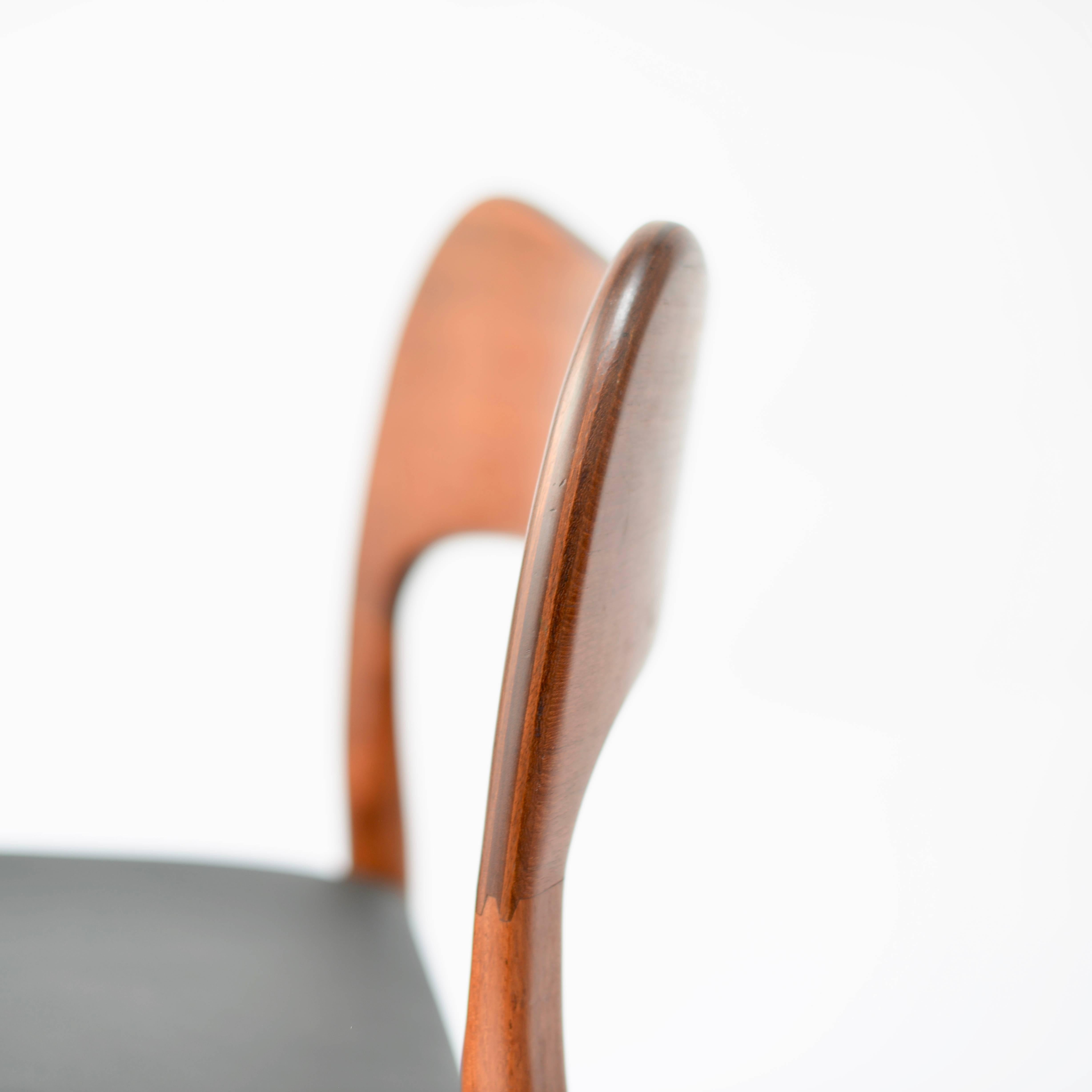 Faux Leather Six Arne Hovmand Olsen Danish Teak Dining Room Chairs