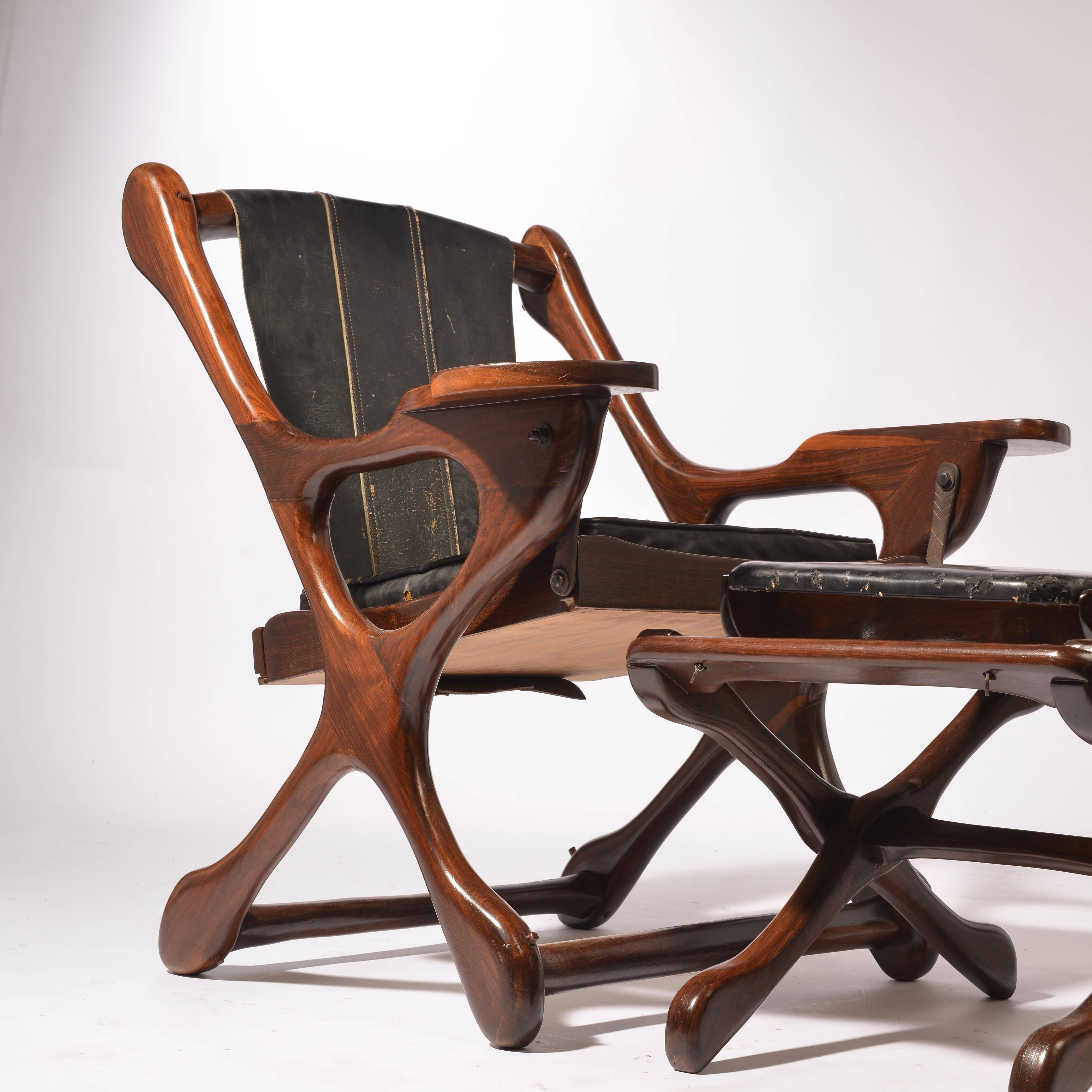 Milieu du XXe siècle Chaise et ottomane de cordonnier « Swinger » pour Señal, S.A, 1960  en vente