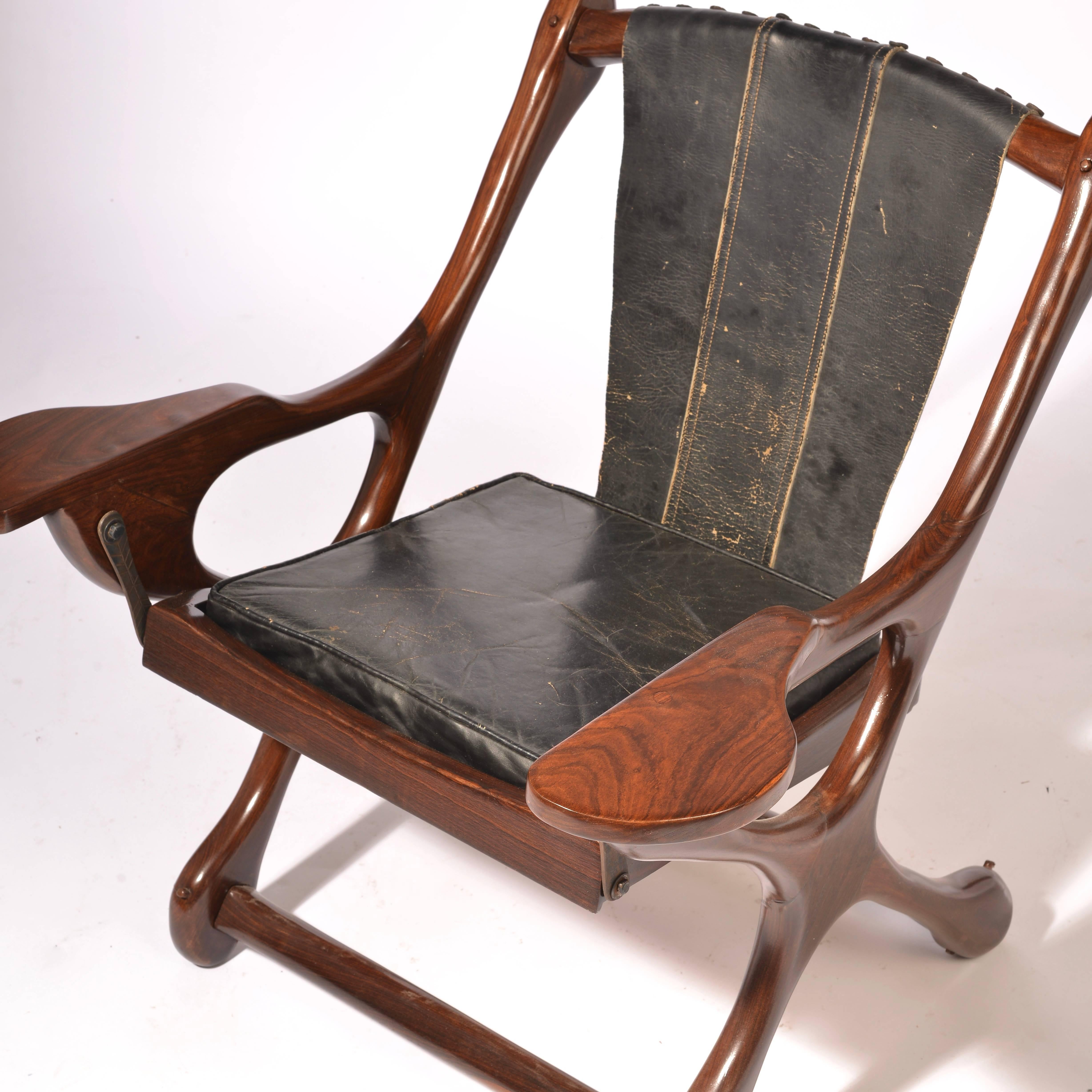 Cuir Chaise et ottomane de cordonnier « Swinger » pour Señal, S.A, 1960  en vente