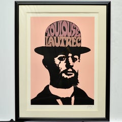 Large Toulouse Lautrec by Peter Max in Peach Pink, Signed and Framed