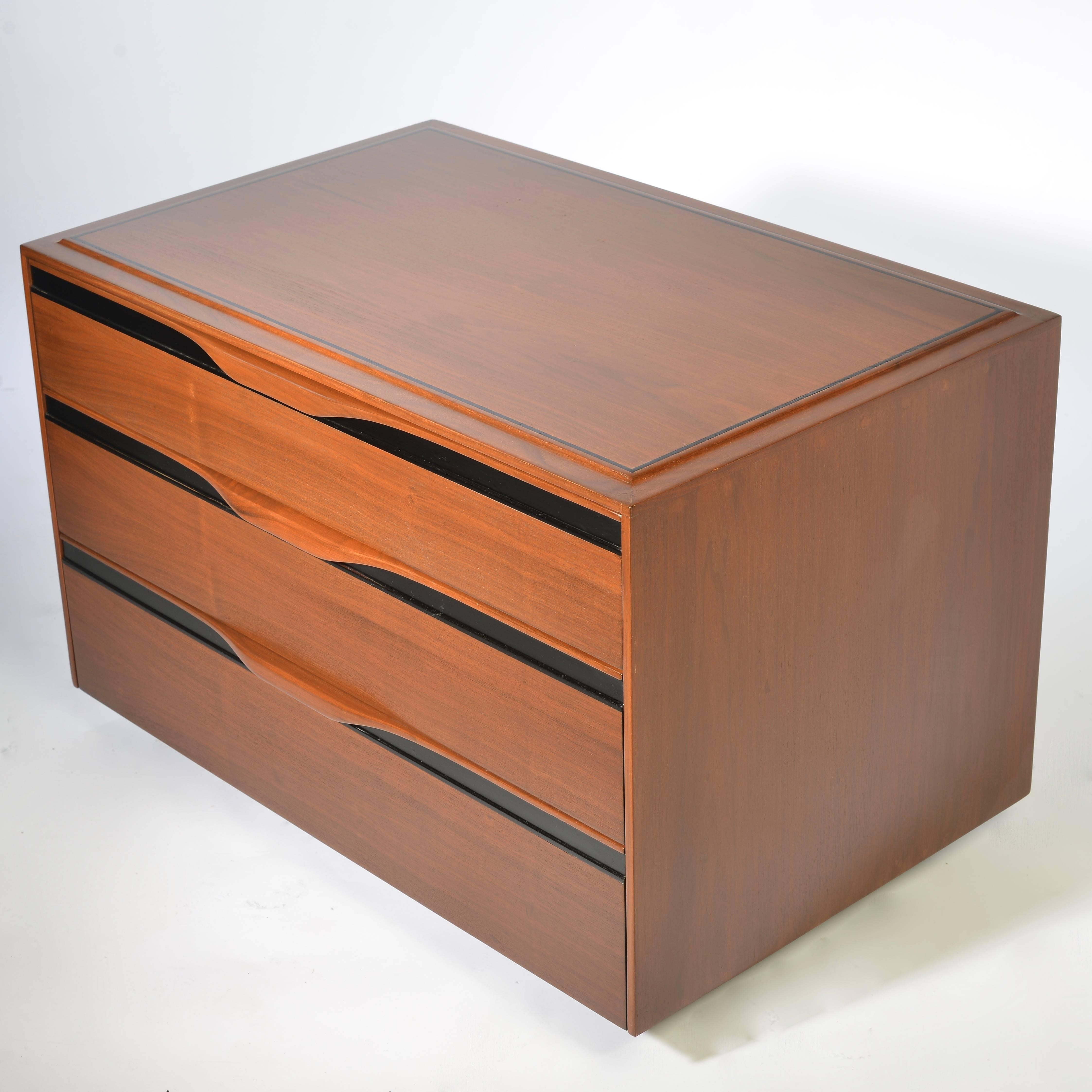 Modern Walnut Three-Drawer Dresser by John Kapel for Glenn of California For Sale