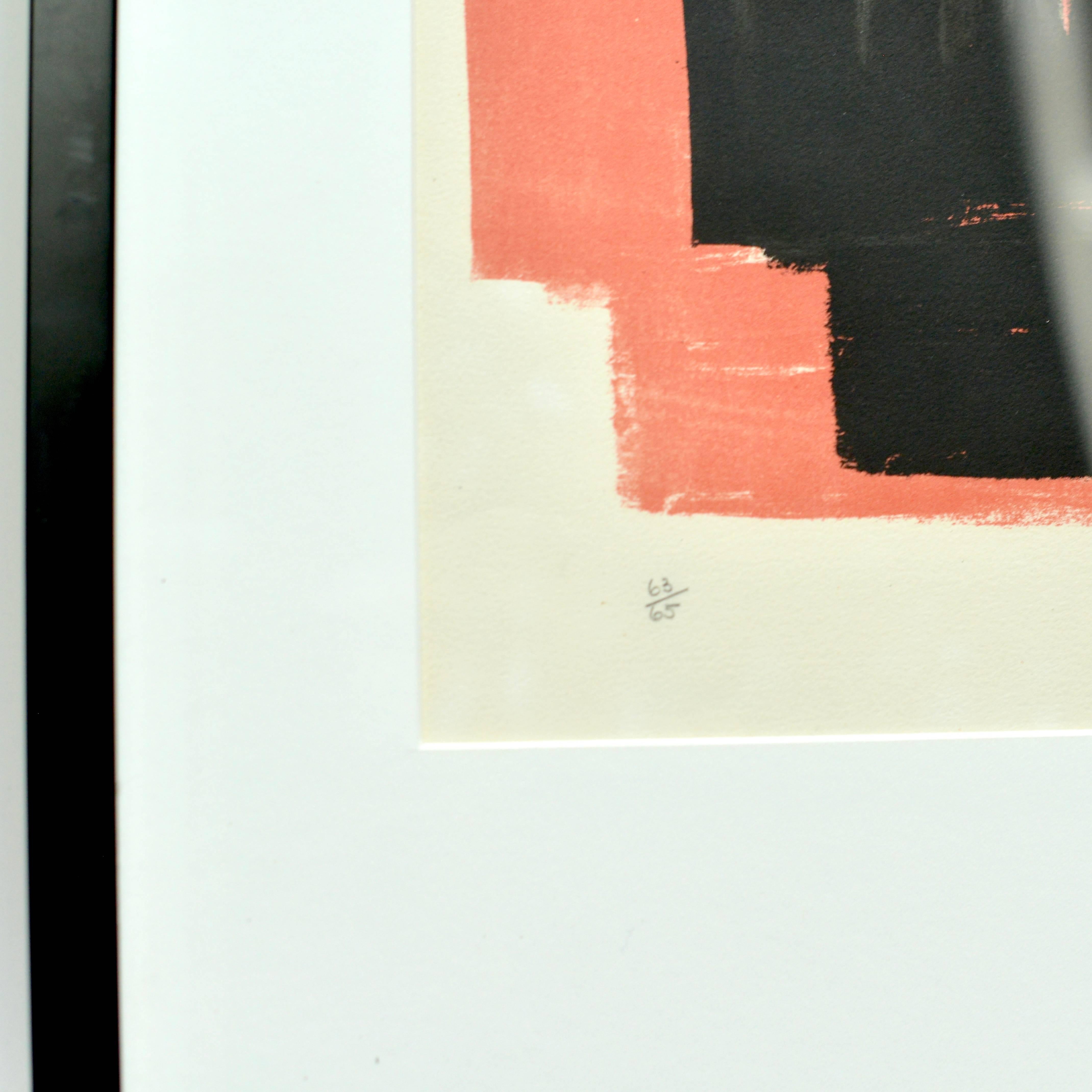 Moderne Lithographie « Black on Red » d'Henry Moore, signée et numérotée, 1963 en vente