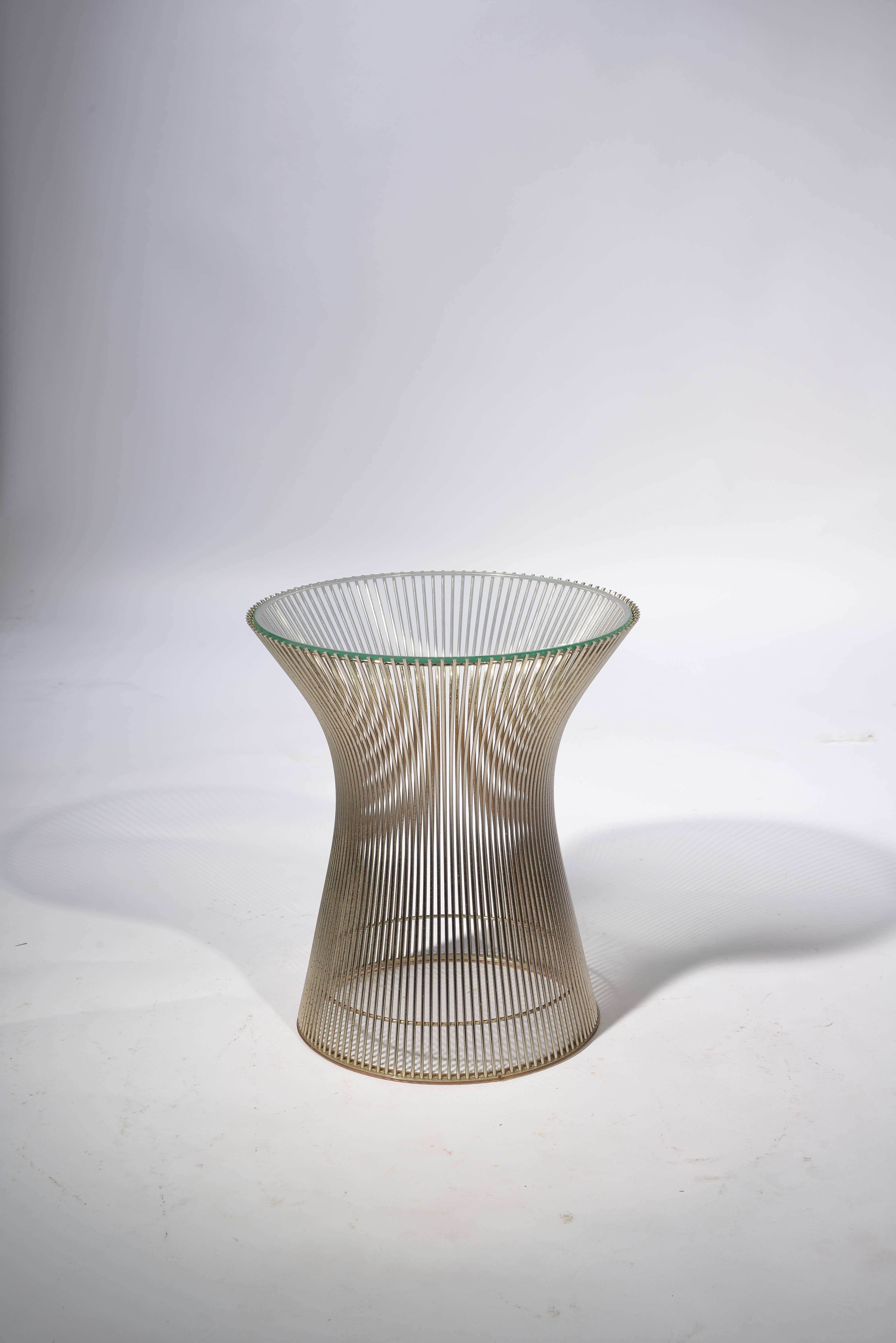Modern Side Table by Warren Platner for Knoll with Glass Top