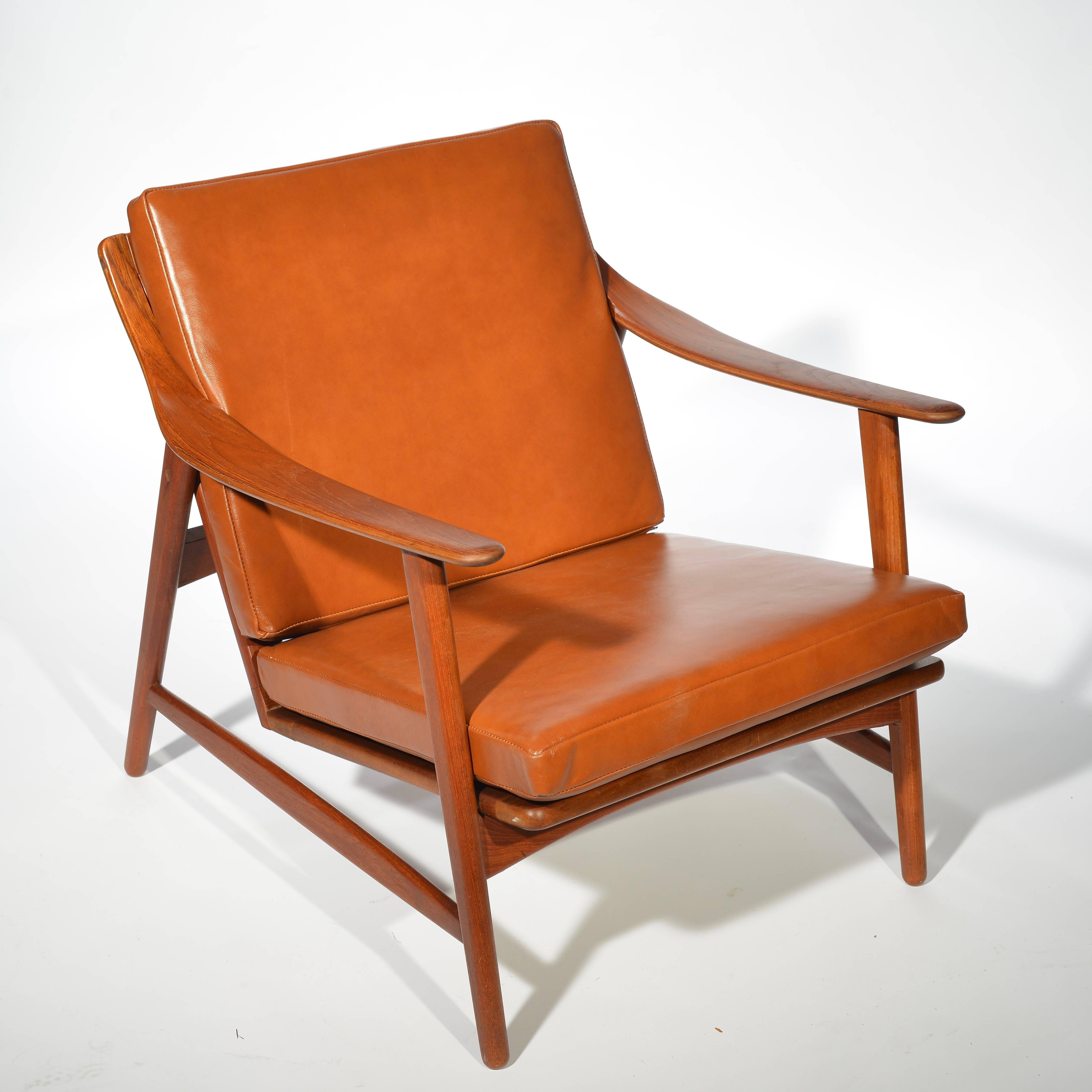 Mid-20th Century Arne Hovmand Olsen for Mogens Kold Lounge Chairs in Teak and Leather