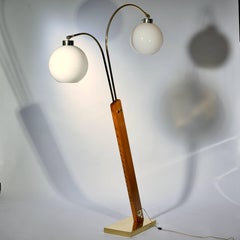 Nova of California Brass and Oak Floor Lamp