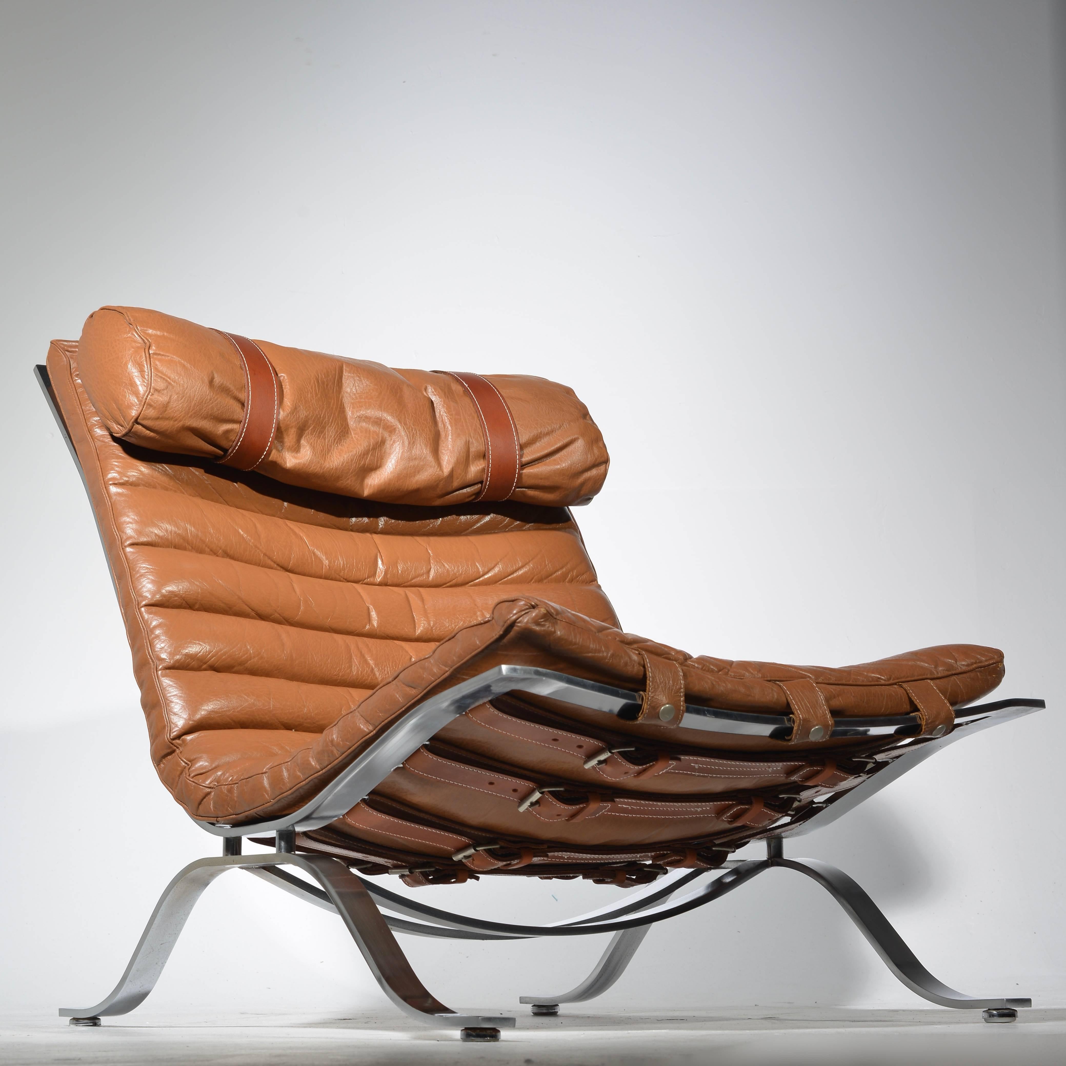 Mid-20th Century Arne Norell Ari Easy Chairs in Cognac Leather by Norell AB in Sweden