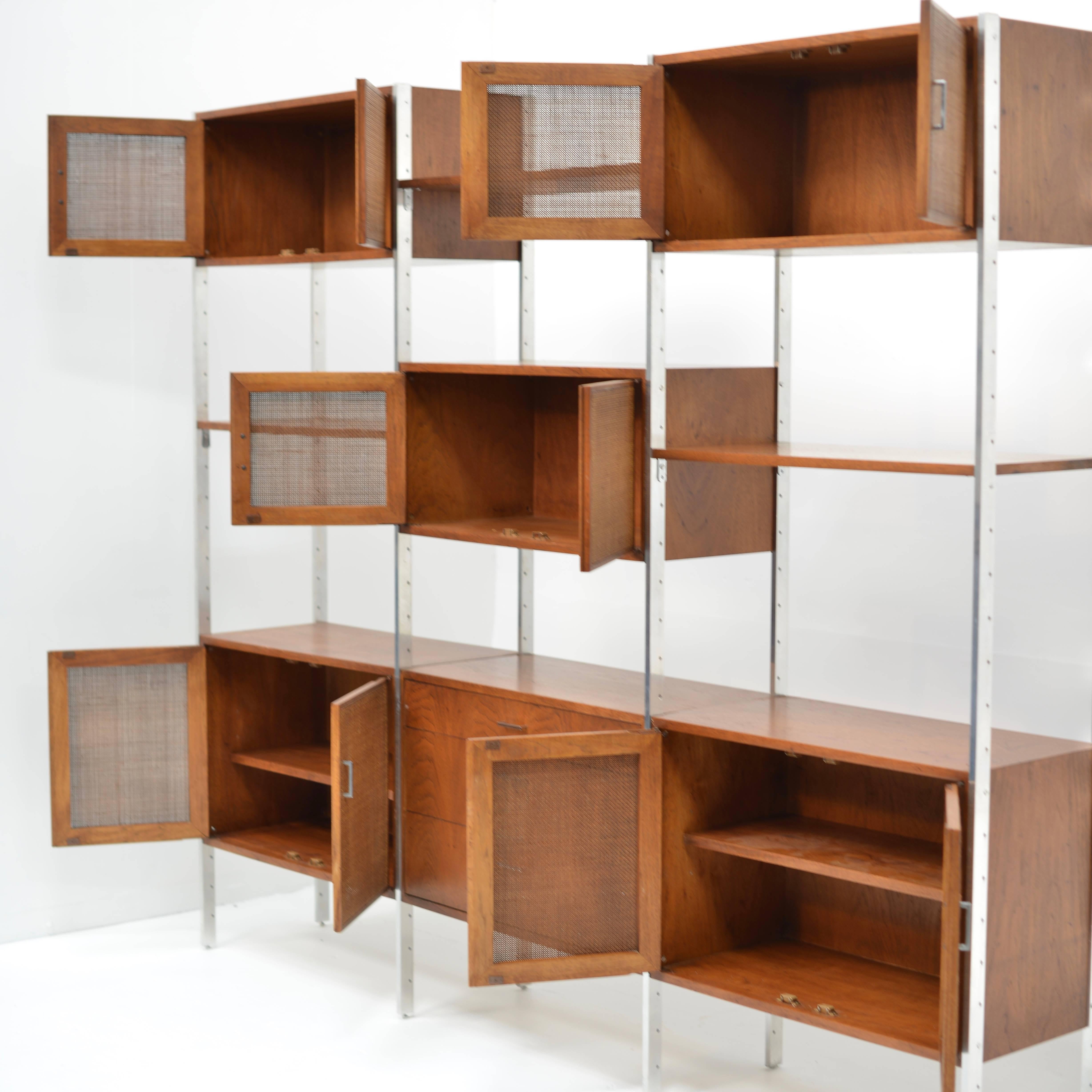 Milo Baughman Attributed Walnut and Aluminium Wall Unit by Founders 2