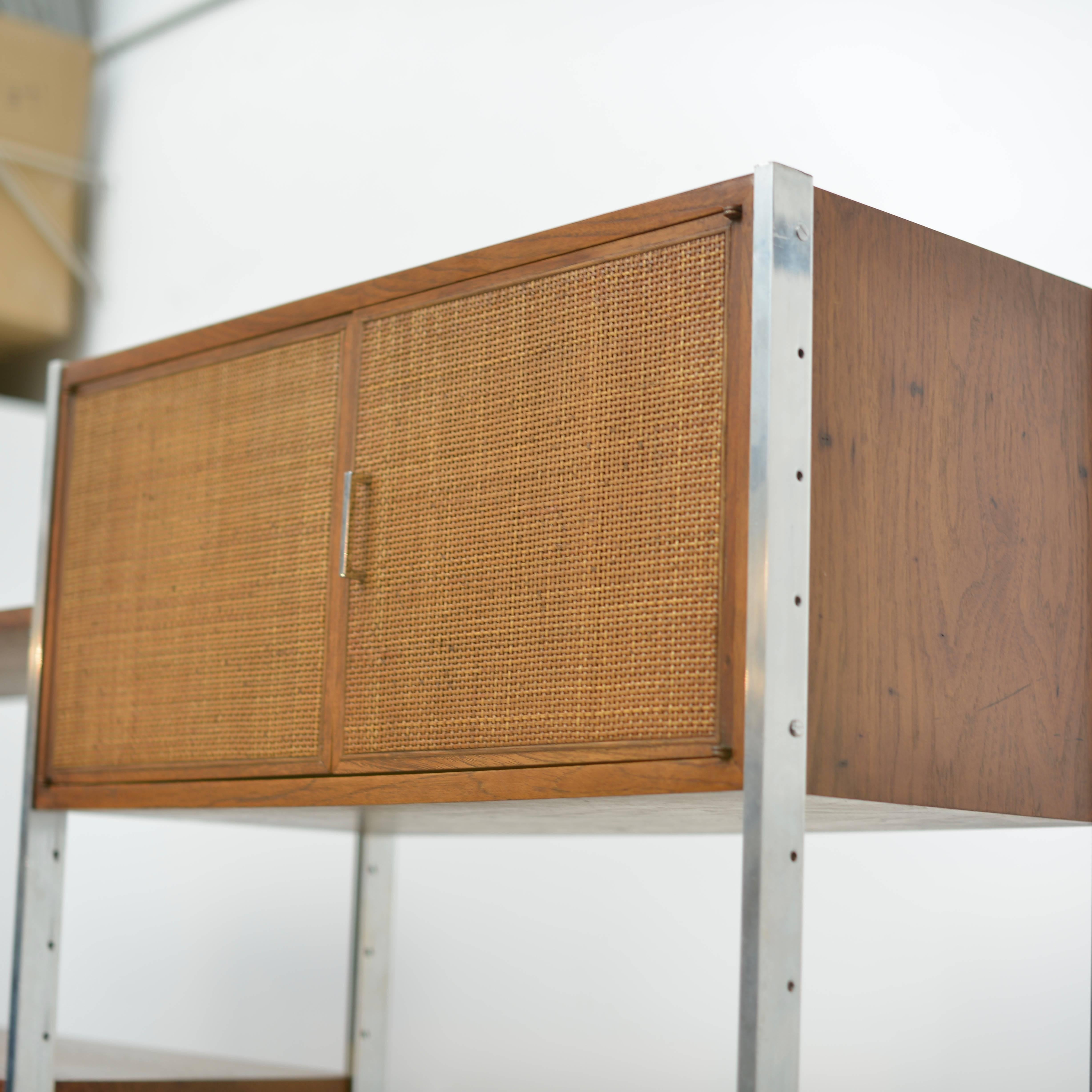 Milo Baughman Attributed Walnut and Aluminium Wall Unit by Founders 1