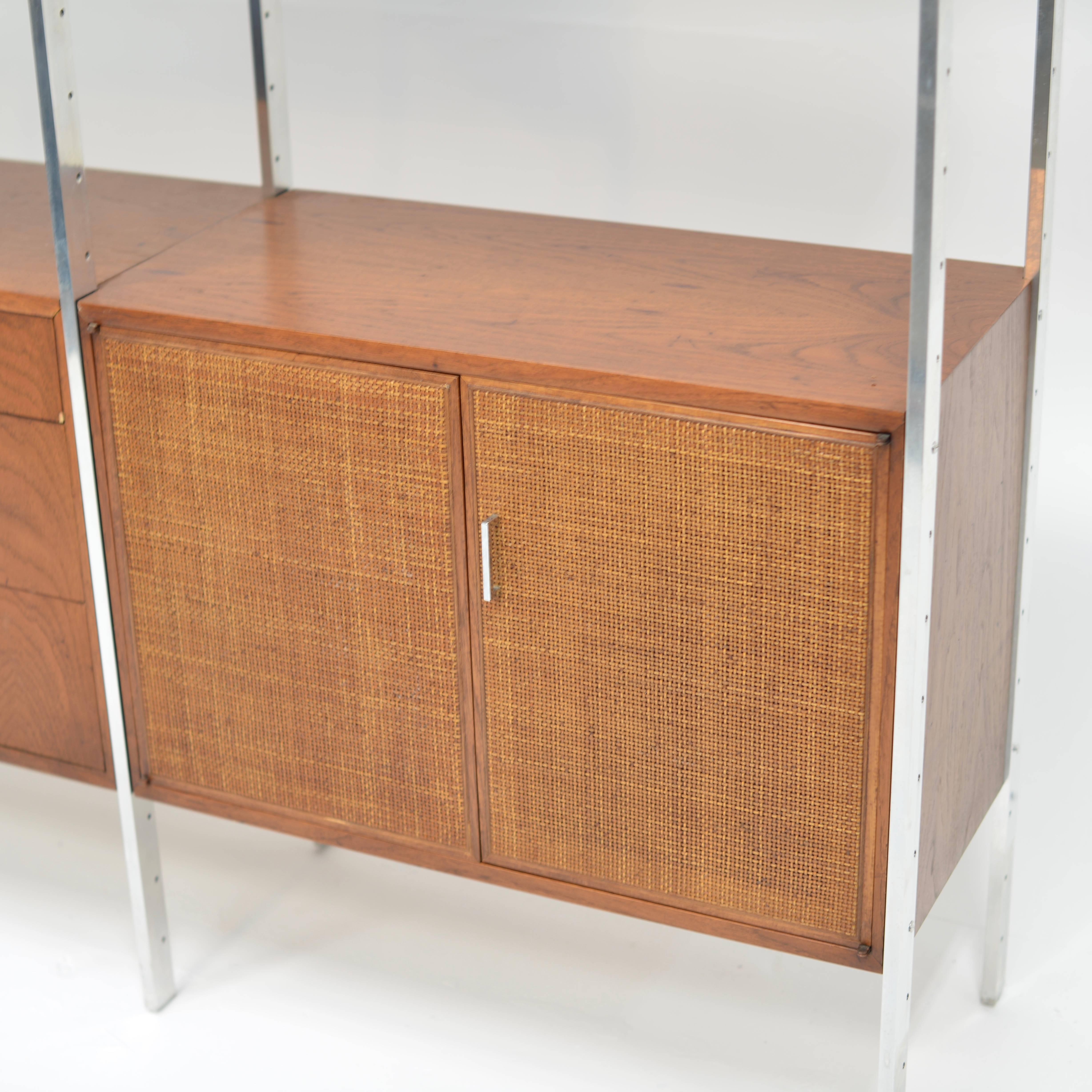 Milo Baughman Attributed Walnut and Aluminium Wall Unit by Founders In Excellent Condition In Los Angeles, CA