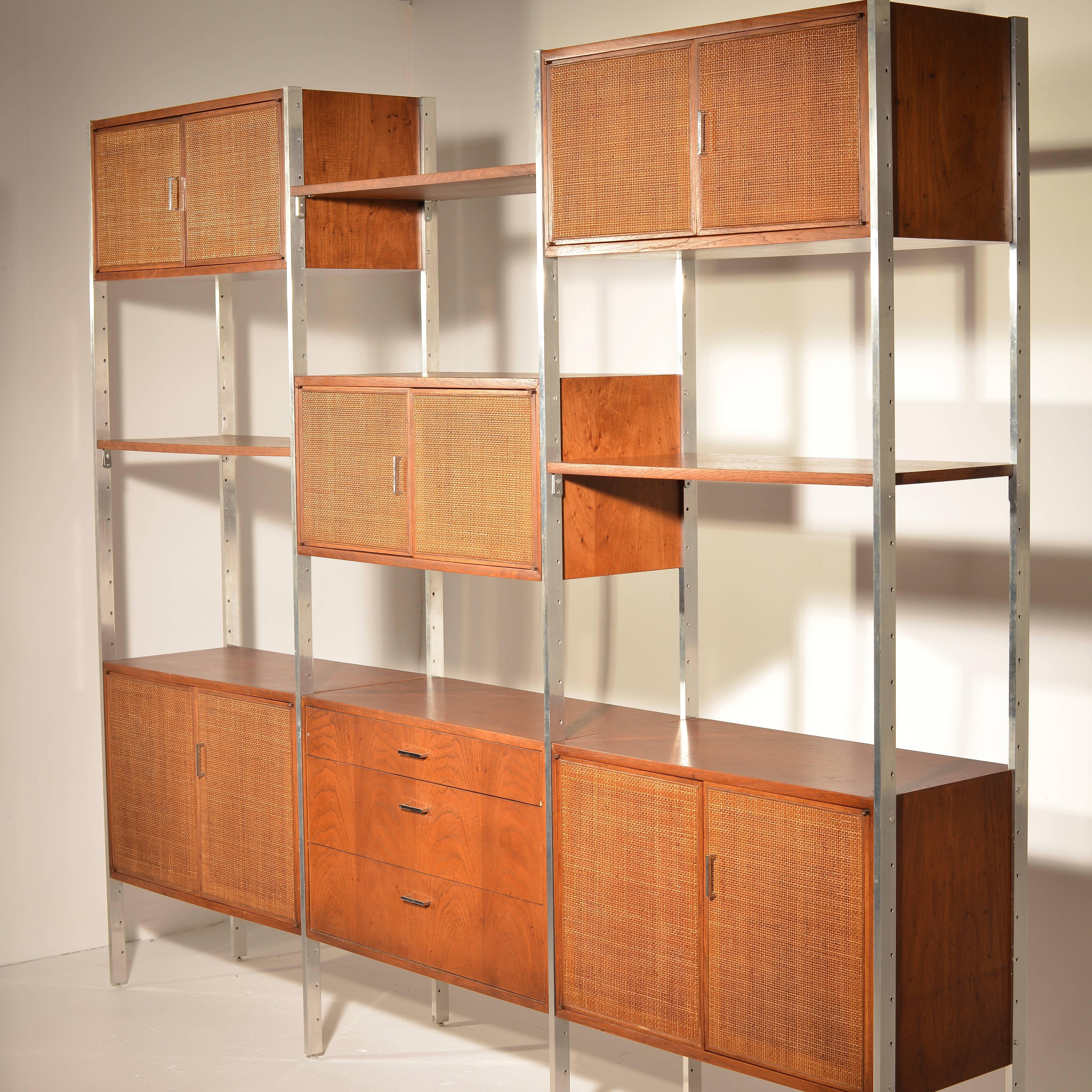 Milo Baughman Attributed Walnut and Aluminium Wall Unit by Founders 3