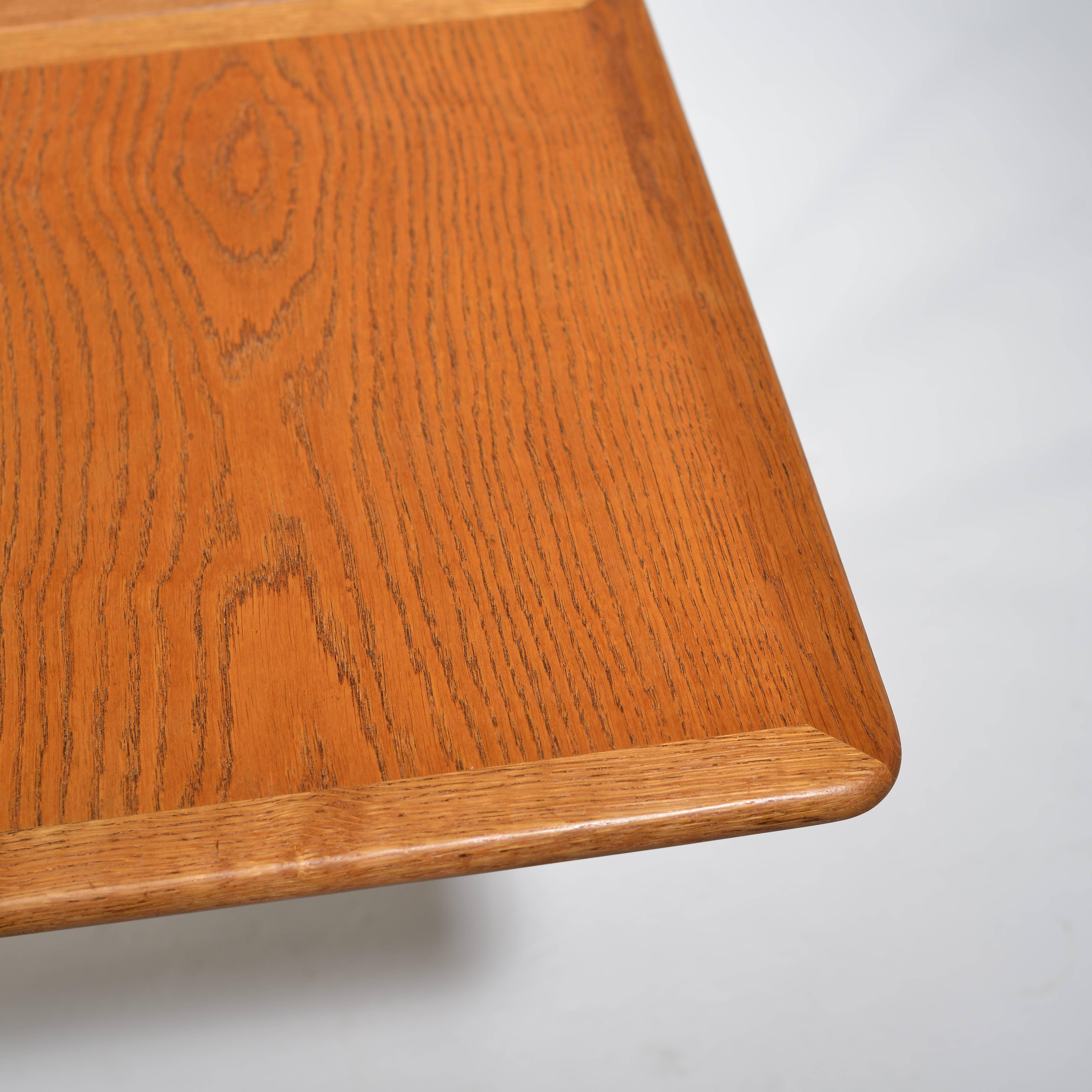 Brass Early Hans Wegner Oak Dining Table Model AT-304 by Andreas Tuck in Denmark For Sale