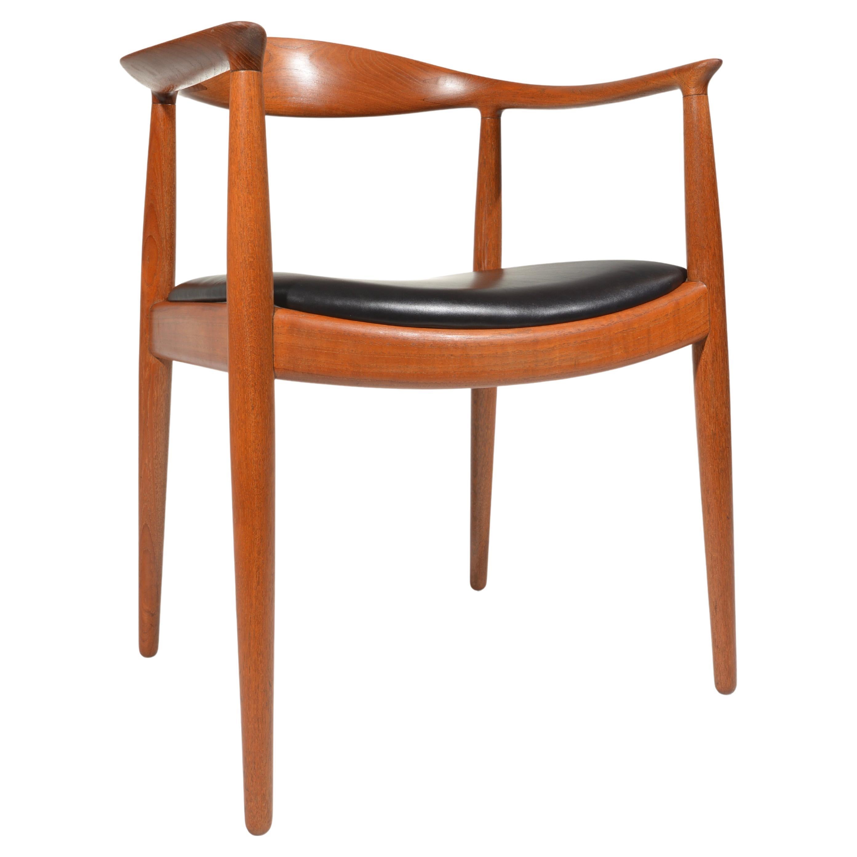 5 Hans Wegner for Johannes Hansen JH-503 Chairs in Teak and Leather For Sale
