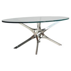 Sculptural Stainless Steel and Glass Coffee Table by Roger Sprunger for Dunbar