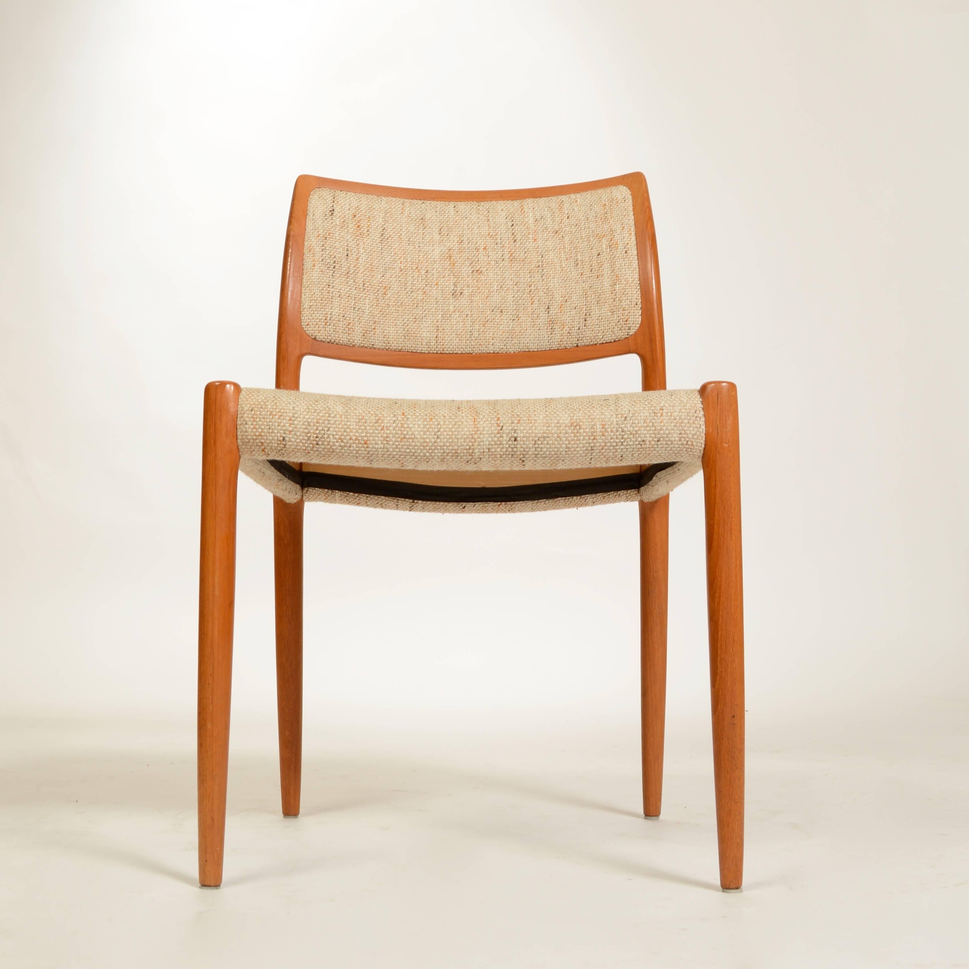Mid-20th Century Set of Six J.L. Møller Model 80 Dining Chairs by Niels Otto Møller