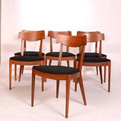 Set of Six Kipp Stewart for Drexel Walnut 'Declaration' Dining Chairs