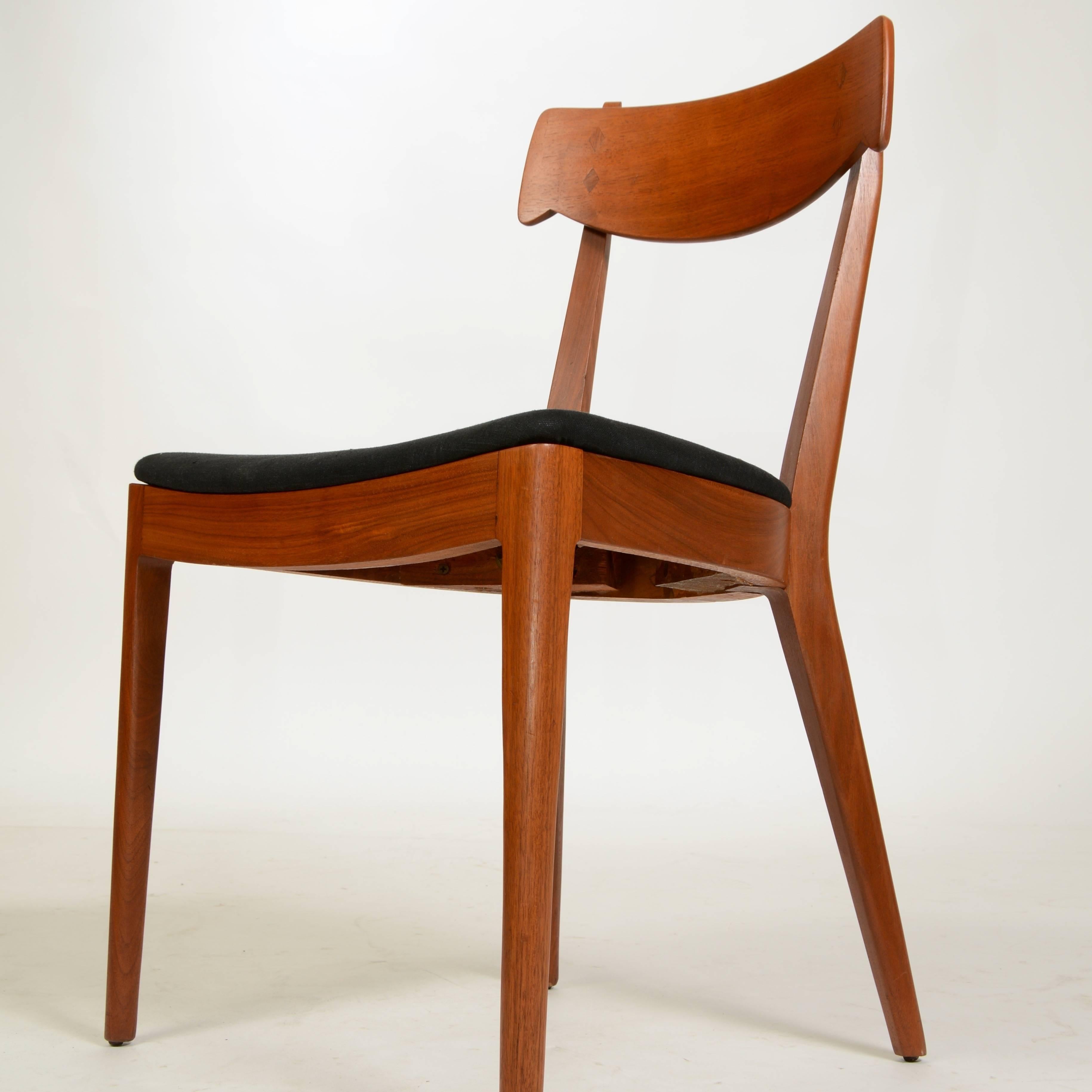 Lacquered Set of Six Kipp Stewart for Drexel Walnut 'Declaration' Dining Chairs