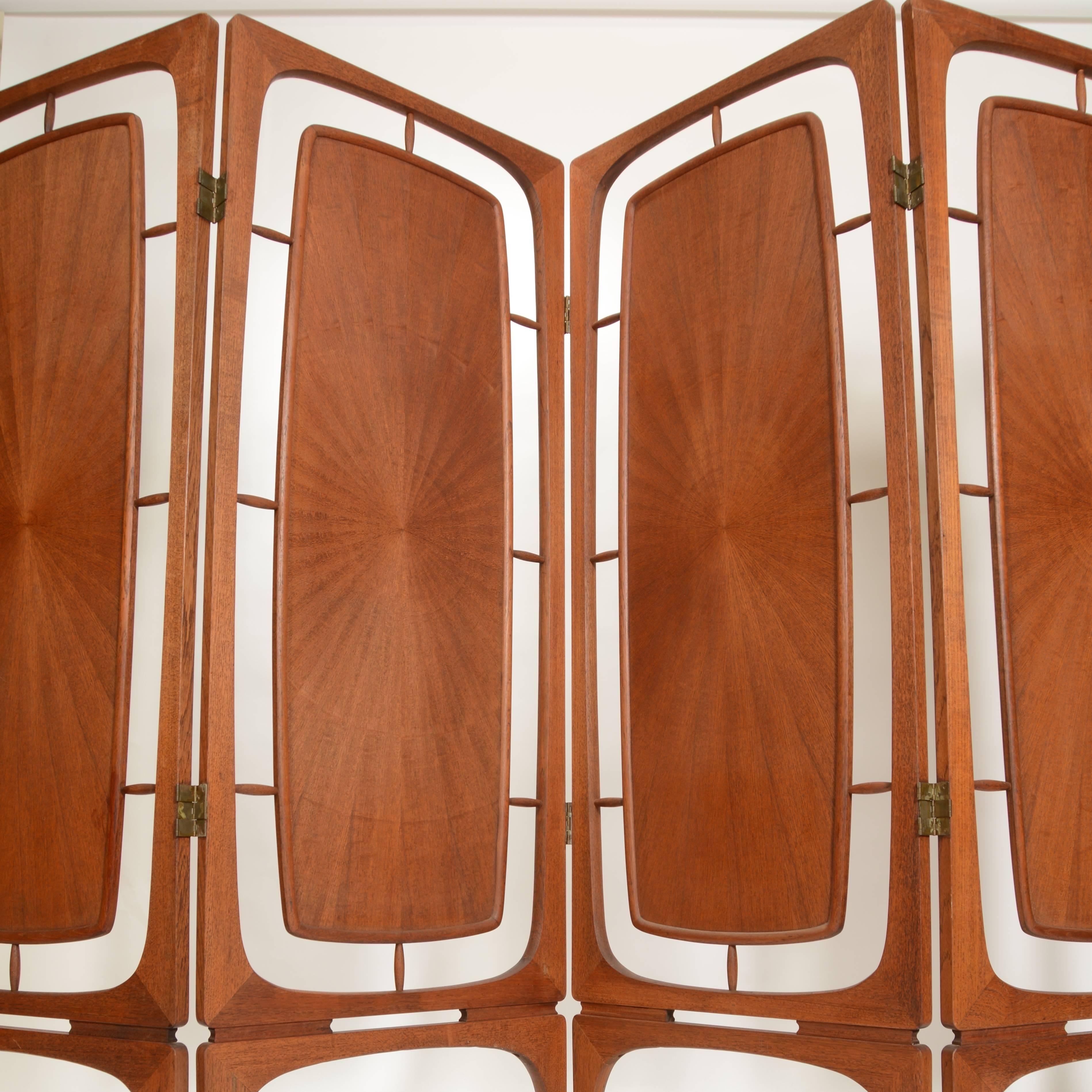 Scandinavian Modern Sculptural Four-Panel Folding Teak Screen Room Divider