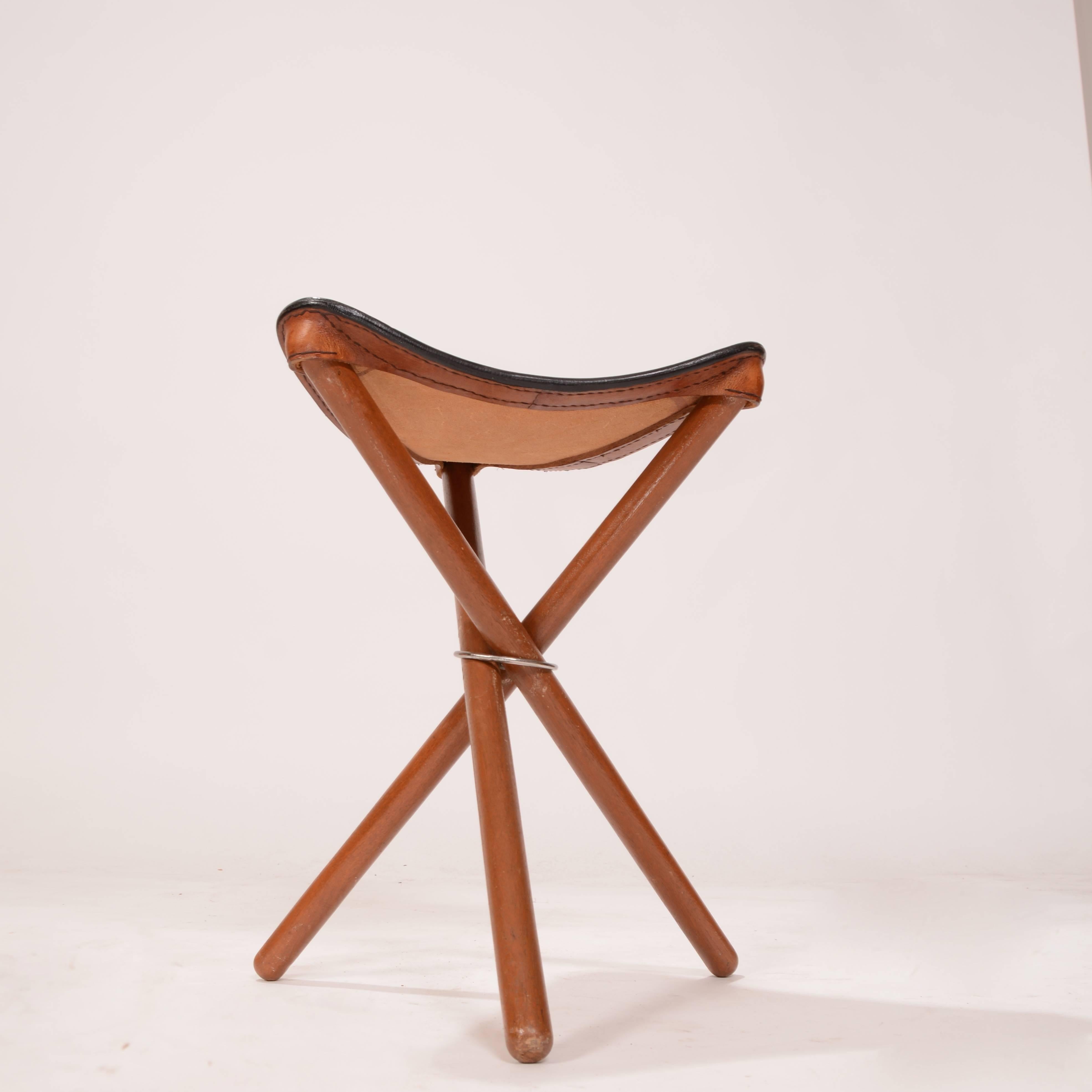 leather tripod stool